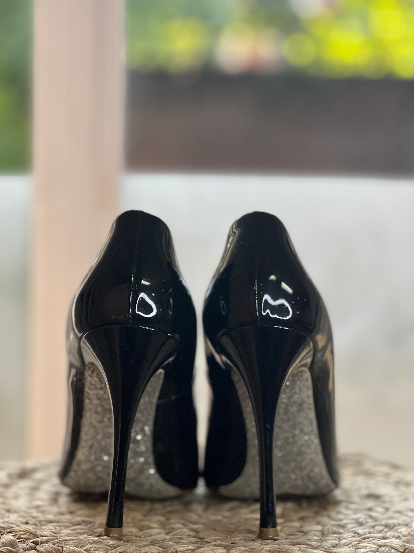 Miu Miu Black Patent Glitter Sole Shoes Size 8