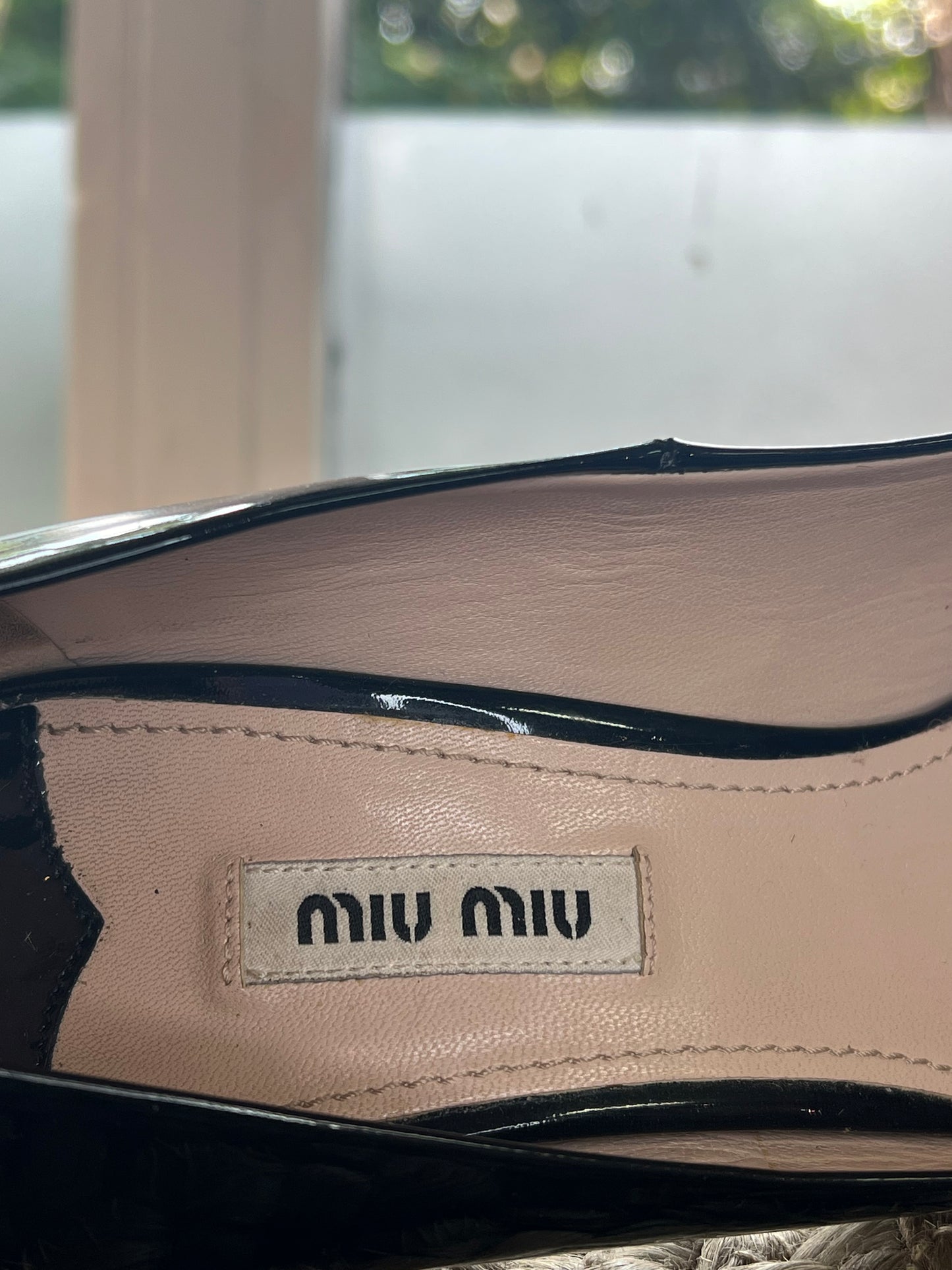 Miu Miu Black Patent Glitter Sole Shoes Size 8