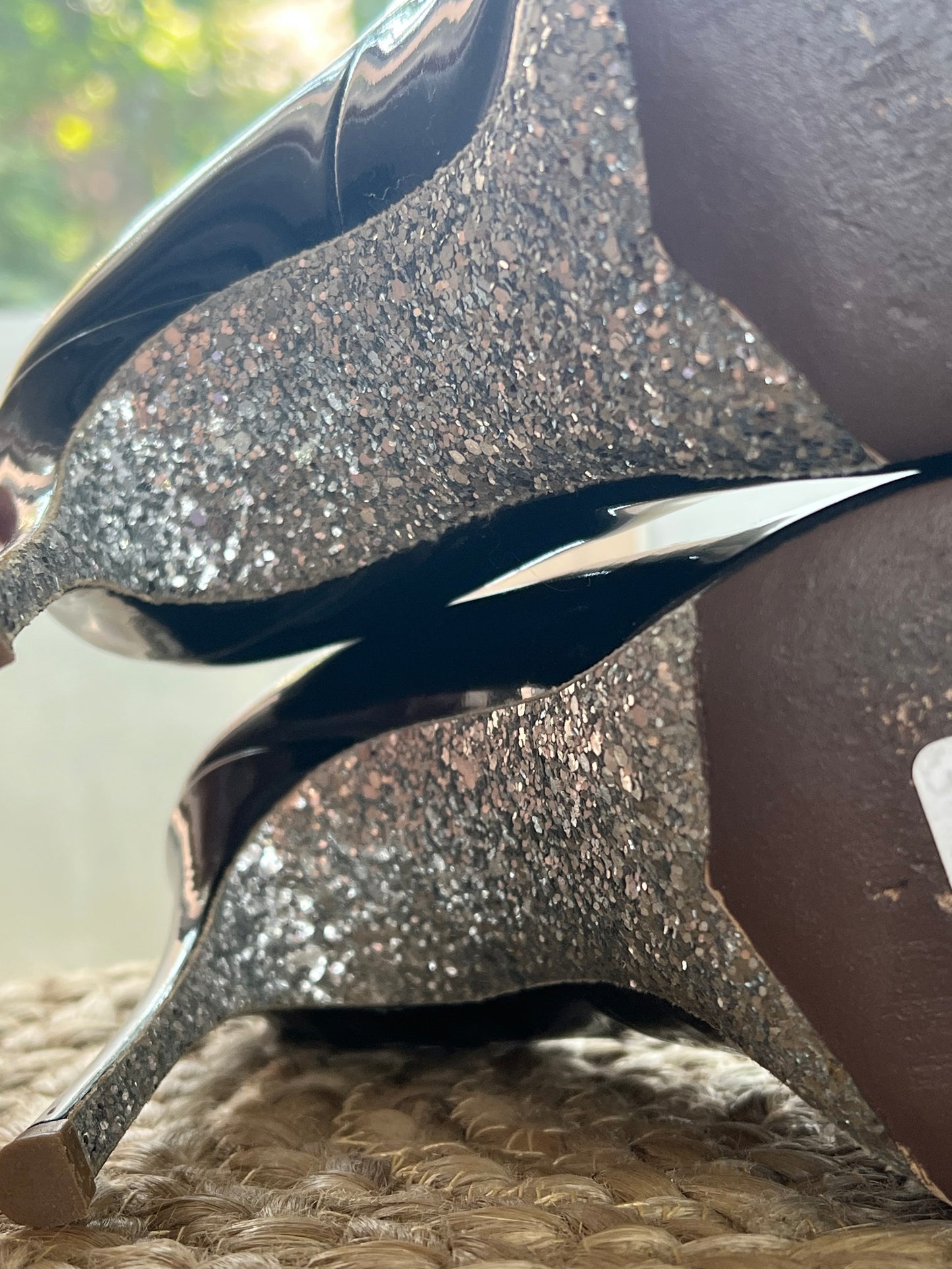 Miu Miu Black Patent Glitter Sole Shoes Size 8