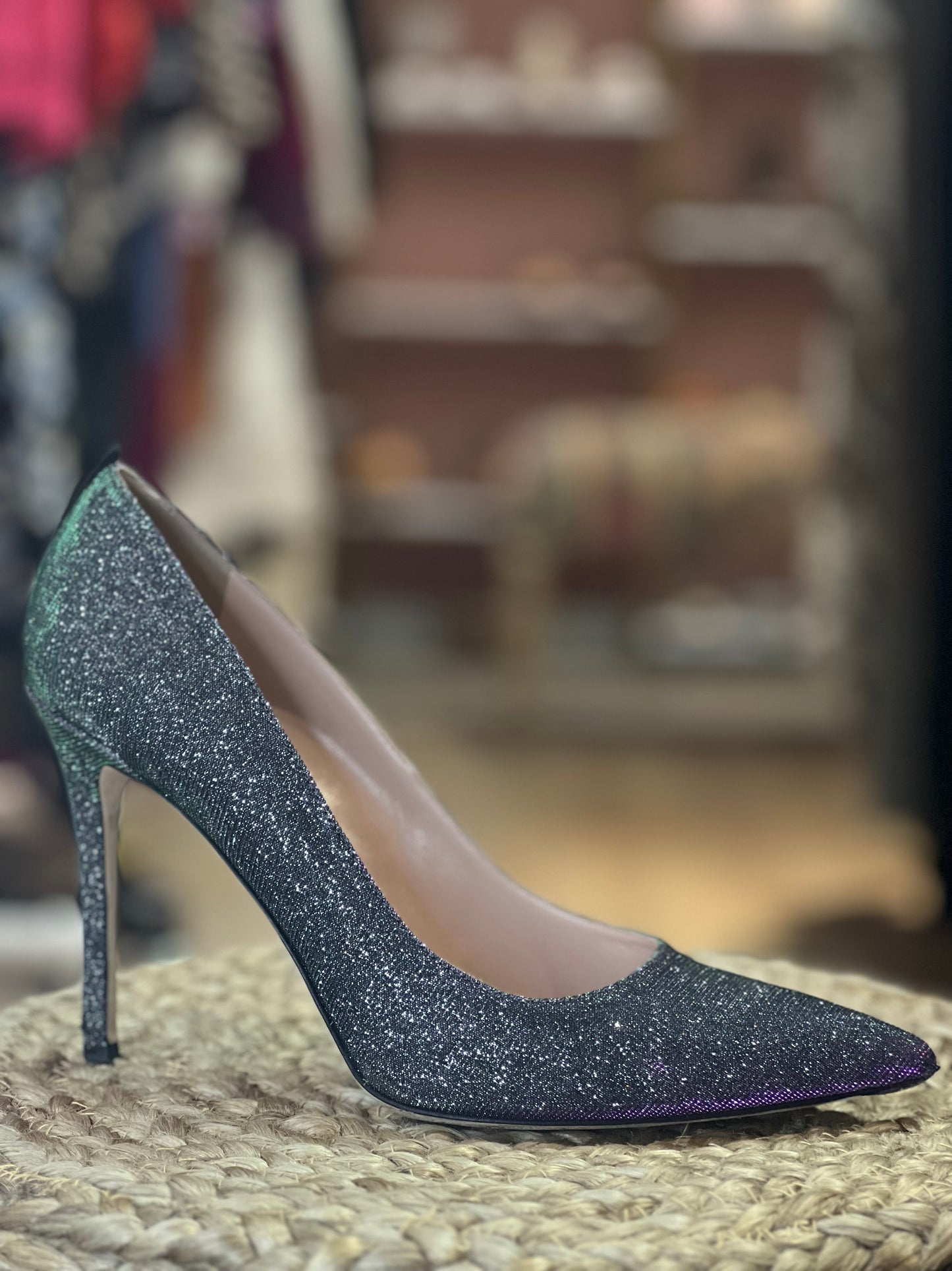Sarah Jessica Parker SJP Green and Purple Iridescent Heels, Sz 9.5