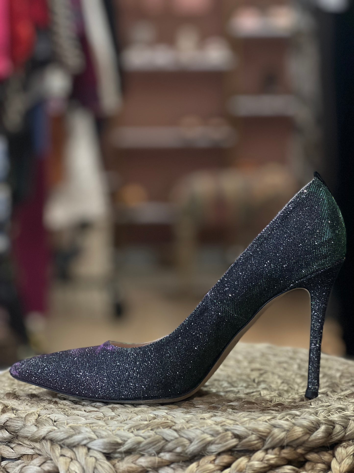 Sarah Jessica Parker SJP Green and Purple Iridescent Heels, Sz 9.5