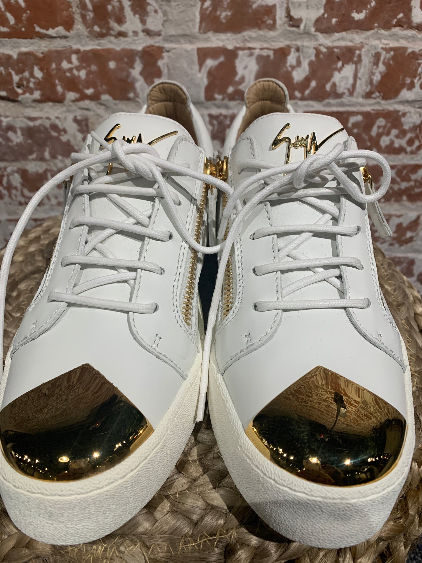 Men's Guiseppe Zanotti Frankie Steel White Sneakers, 9.5