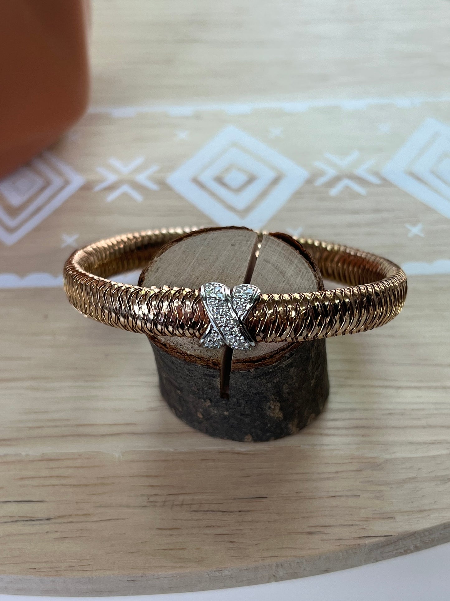 Roberto Coin Diamond Mesh Rose Gold Station Bracelet 18K