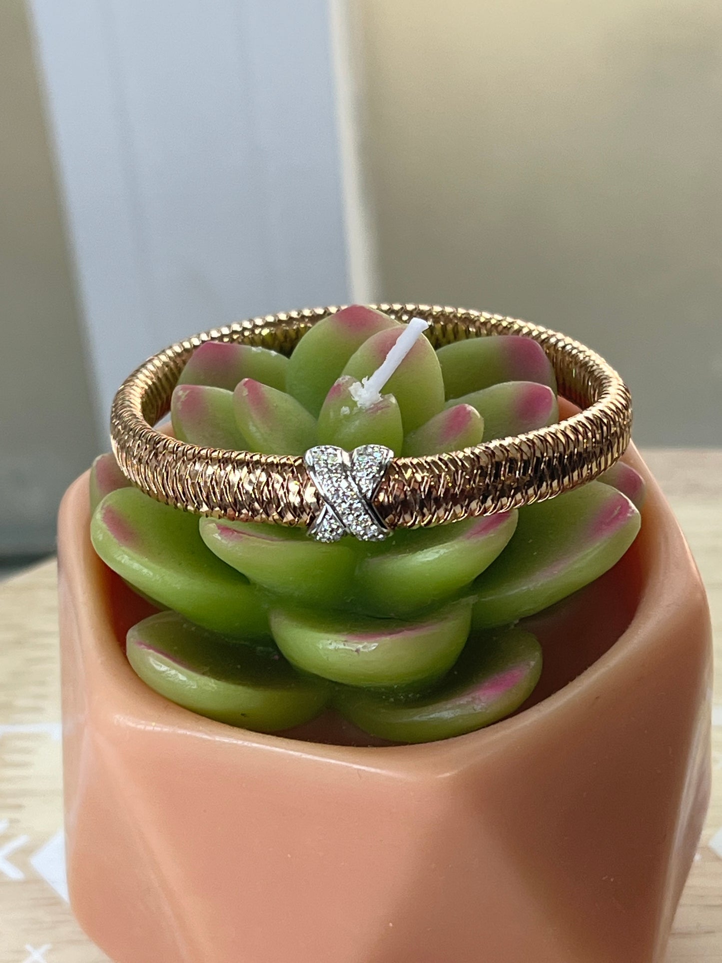 Roberto Coin Diamond Mesh Rose Gold Station Bracelet 18K