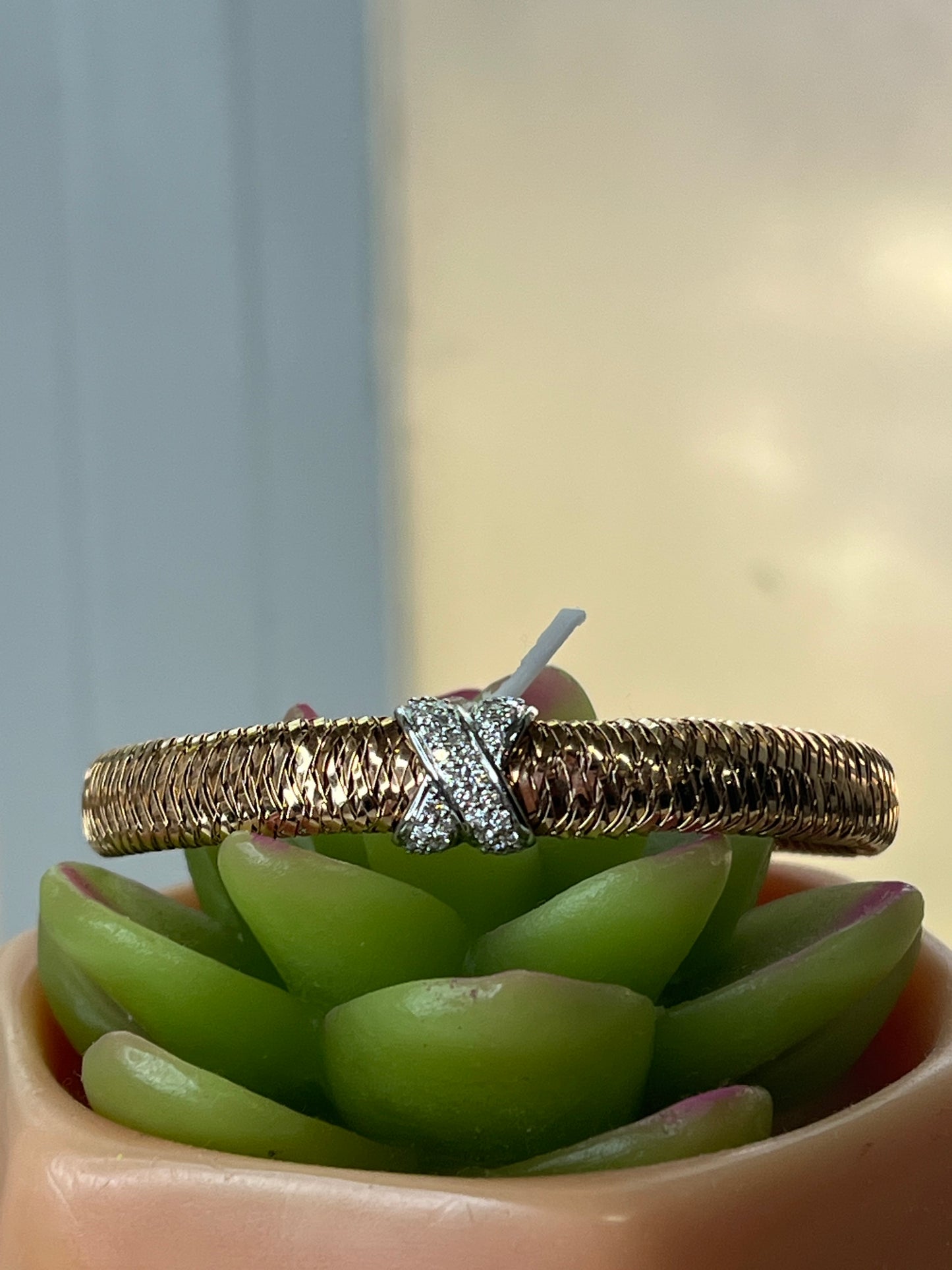 Roberto Coin Diamond Mesh Rose Gold Station Bracelet 18K