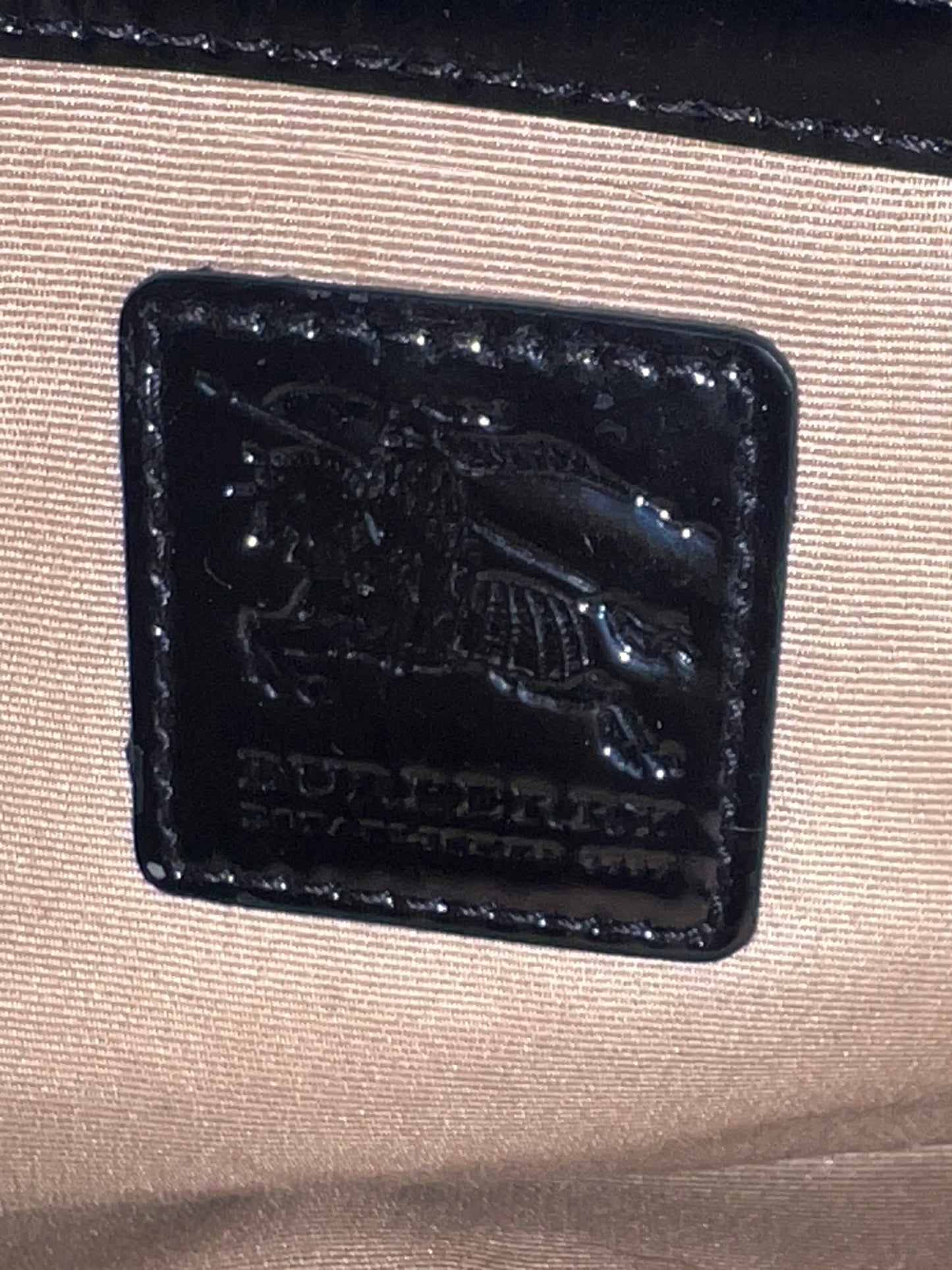Burberry Nova Tan Black Red Plaid w/ Black Patent Leather Vintage