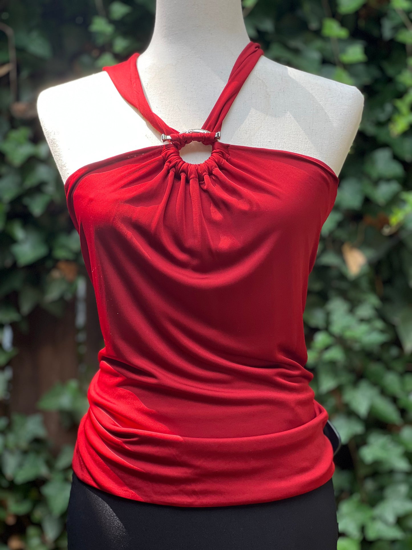 Gucci Burgundy Keyhole Halter Blouse Size S