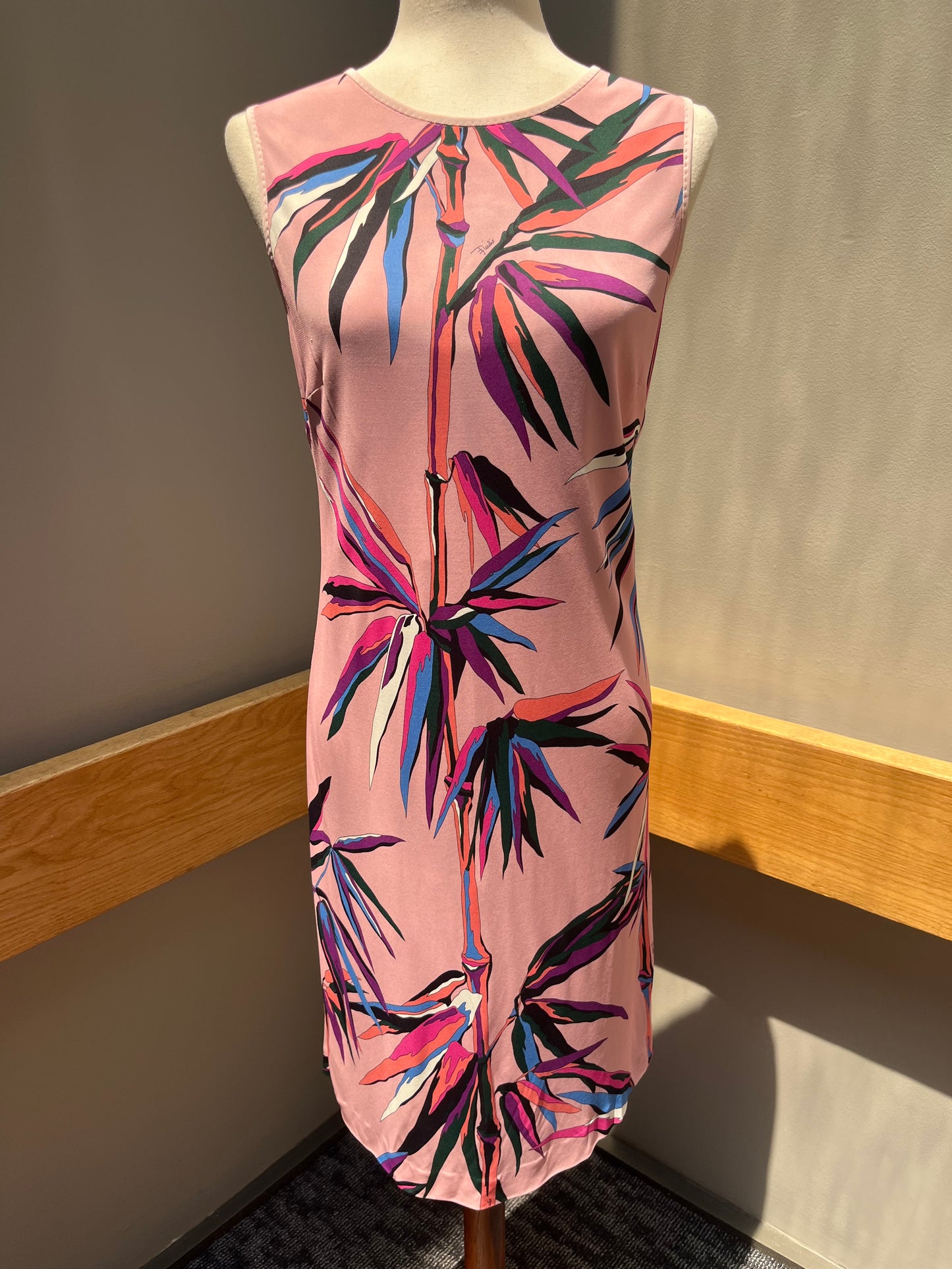 Emilio Pucci Pink Tropical Palm Leaf Printed Dress 12