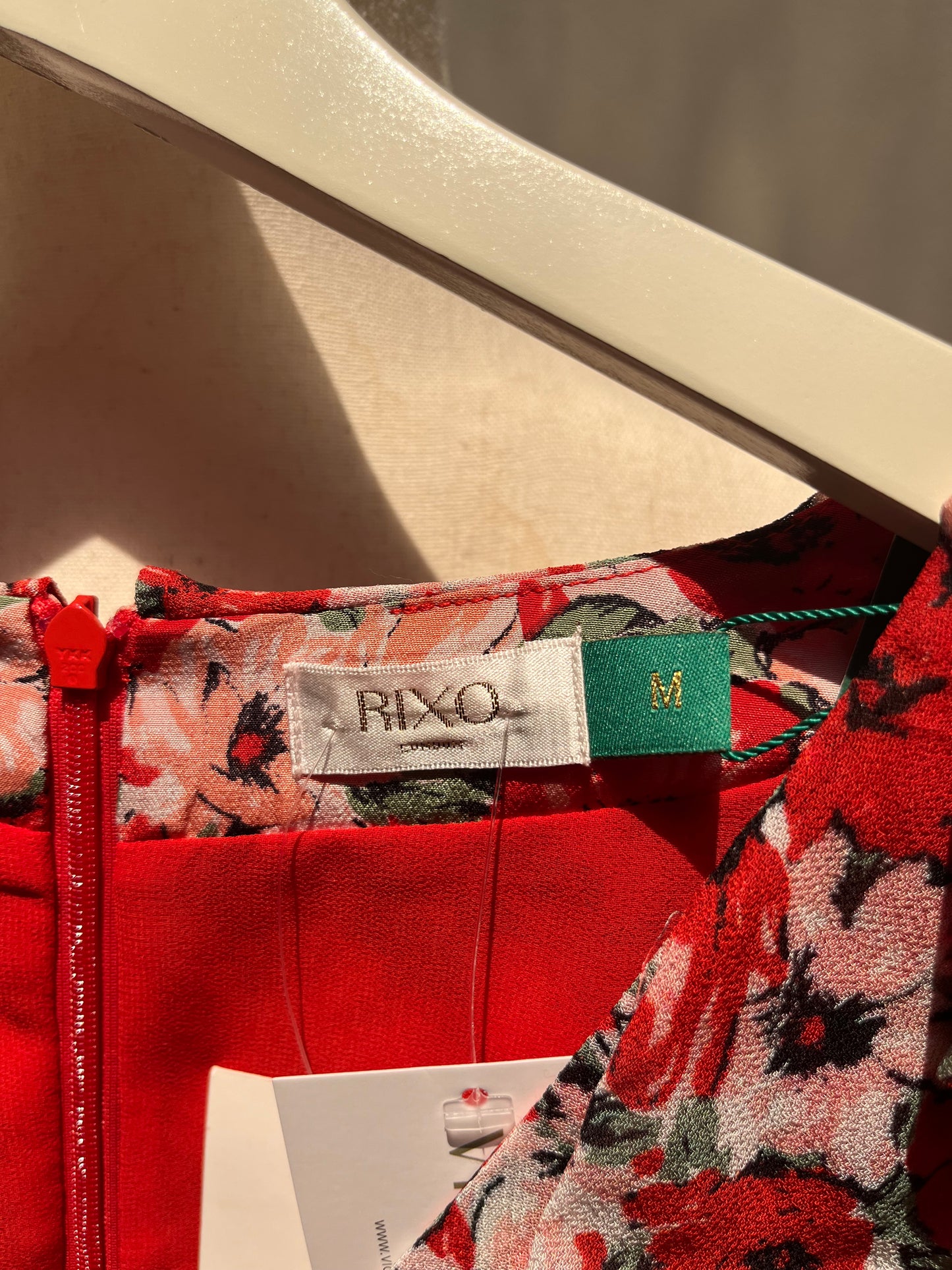Rixo Red Floral Print Ruffle Maxi Dress Sz Medium