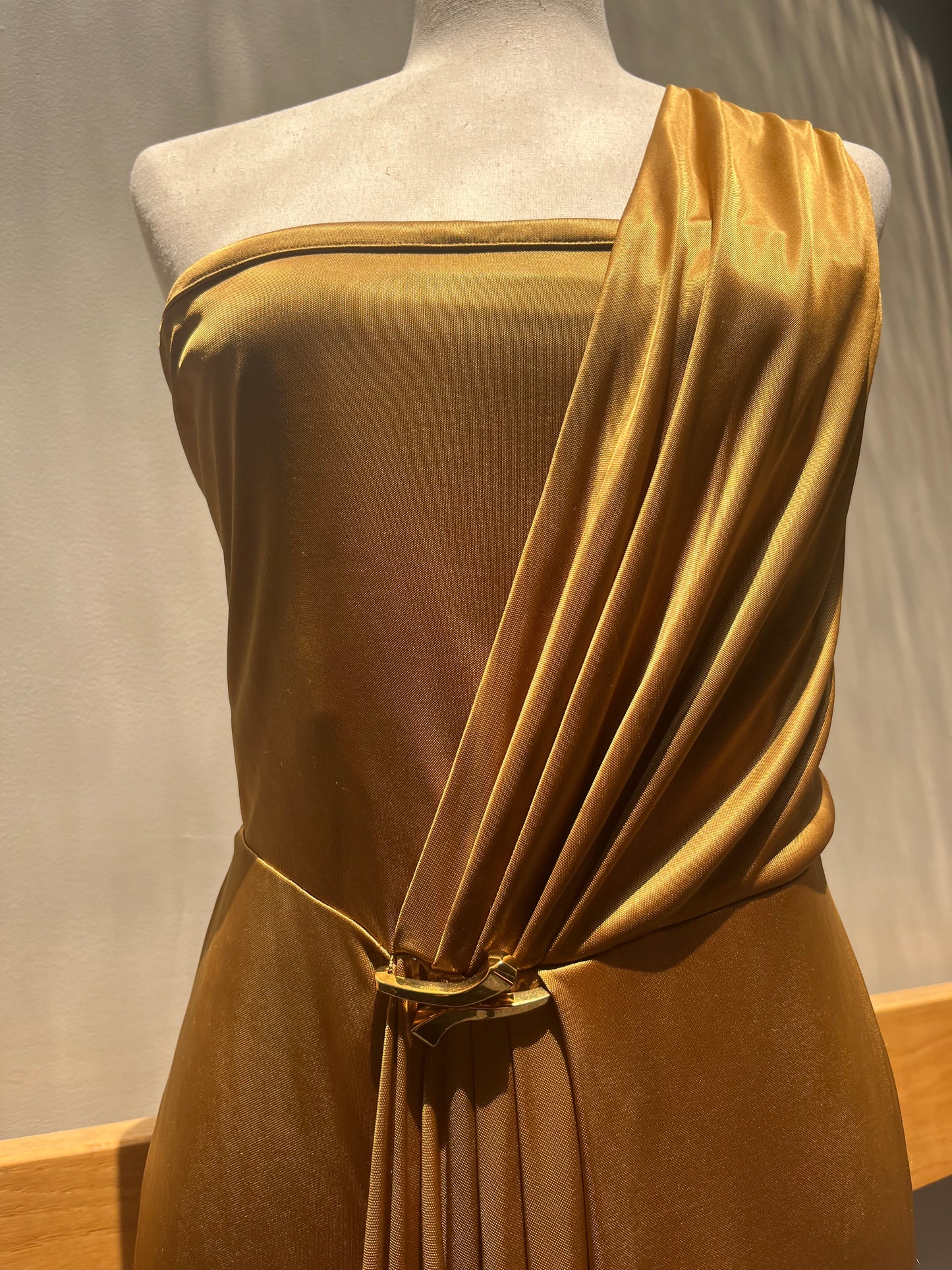 Gucci Gold One Shoulder Dress Sz M