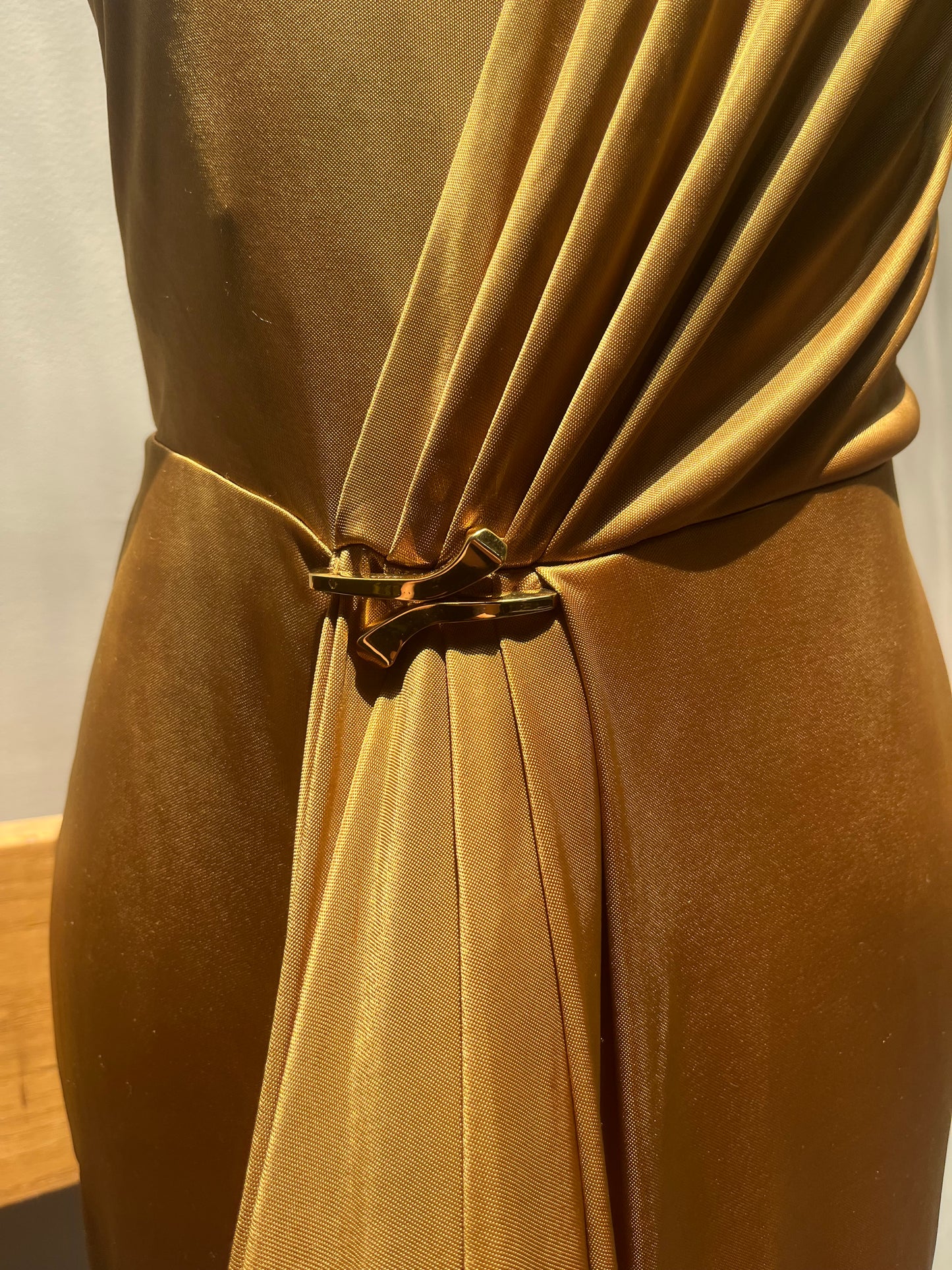 Gucci Gold One Shoulder Dress Sz M