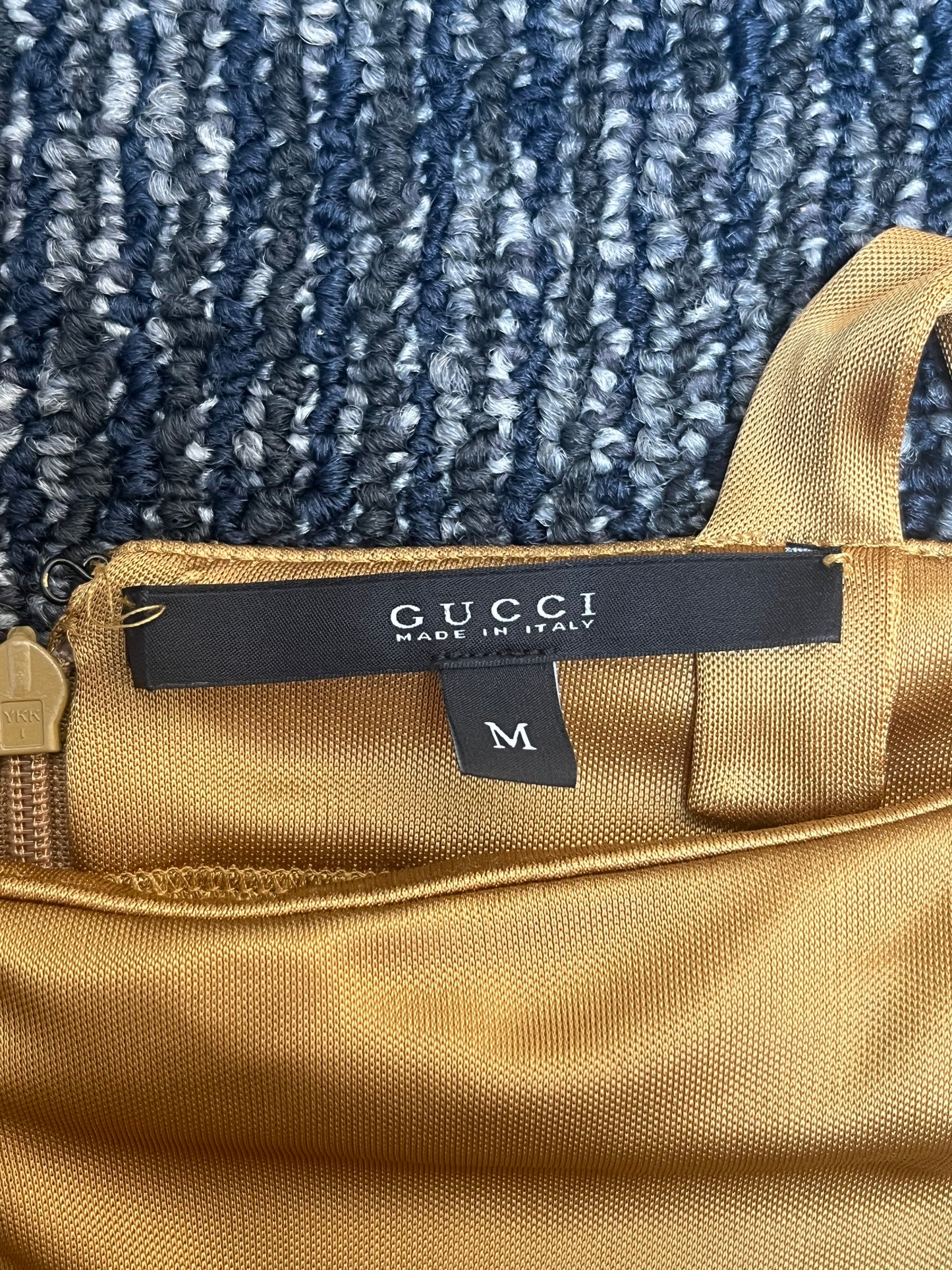 Gucci Gold One Shoulder Dress Sz M