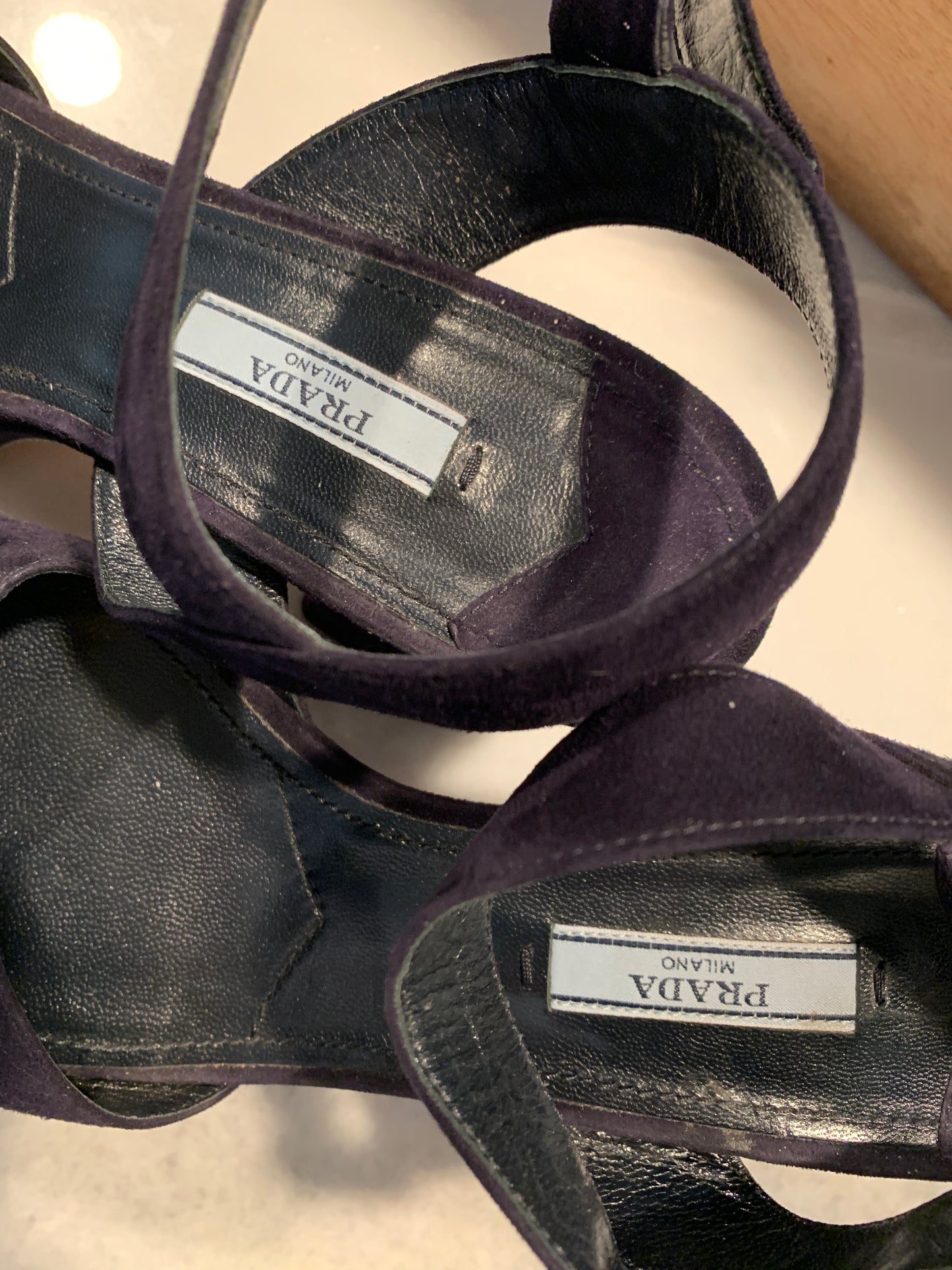 Prada Platform Blue Suede Sandals Sz 39