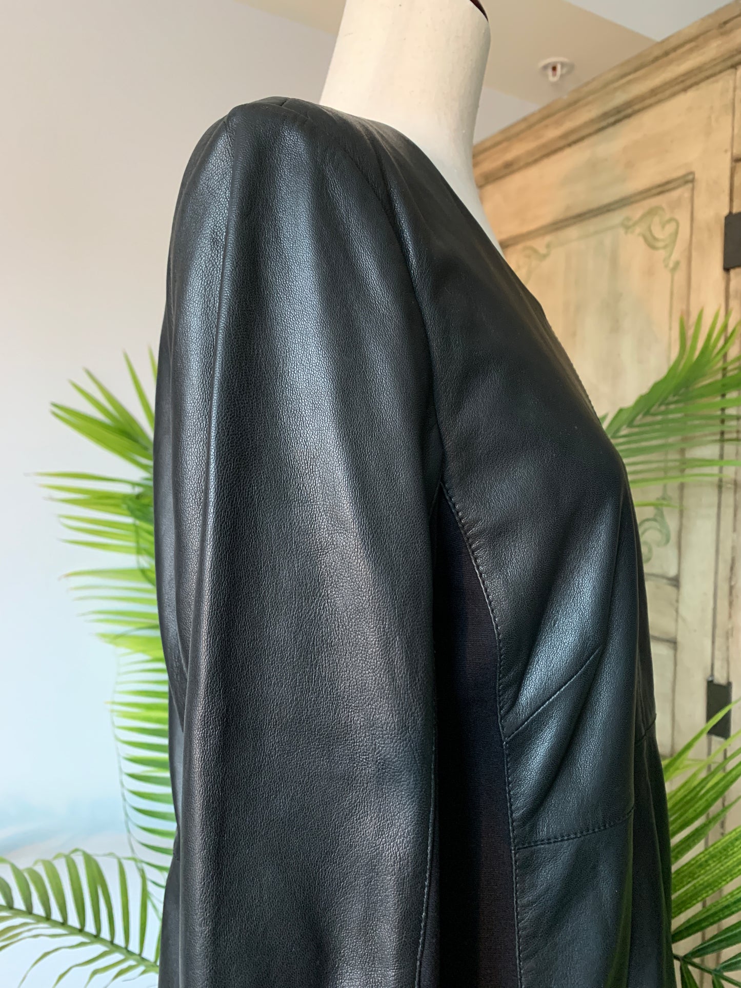 Claudia Starter Black Leather Dress Size 42 Large