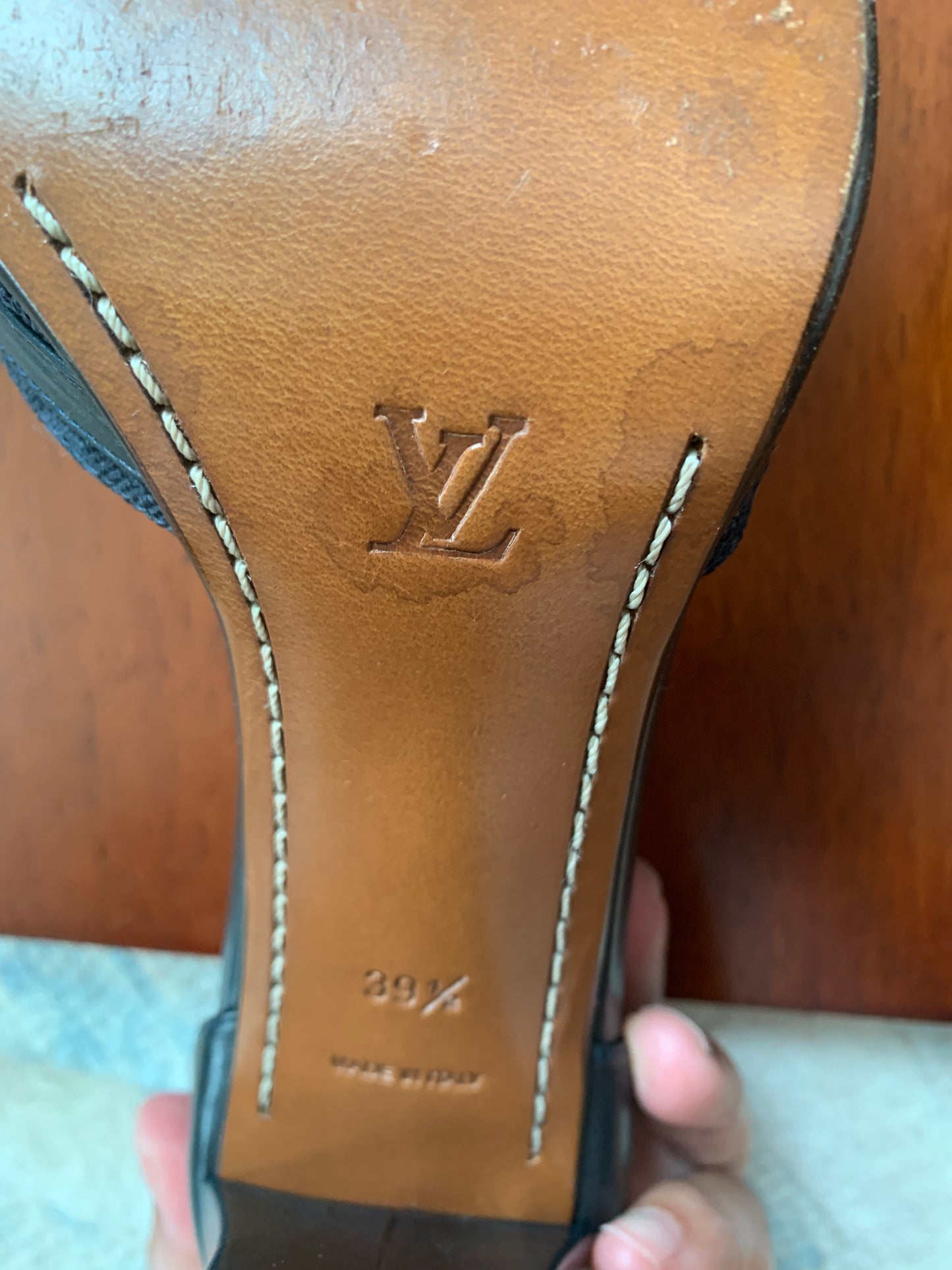Ladies Louis Vuitton Canvas, Leather Monogram Blue D'Orsay Pumps