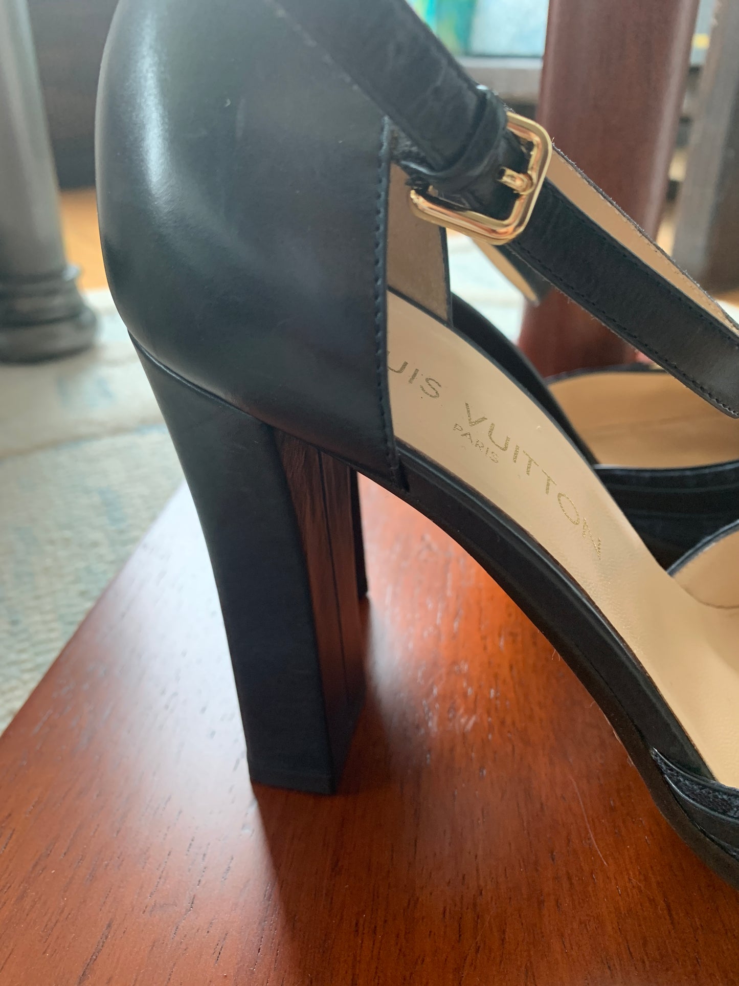 Ladies Louis Vuitton Canvas, Leather Monogram Blue D'Orsay Pumps