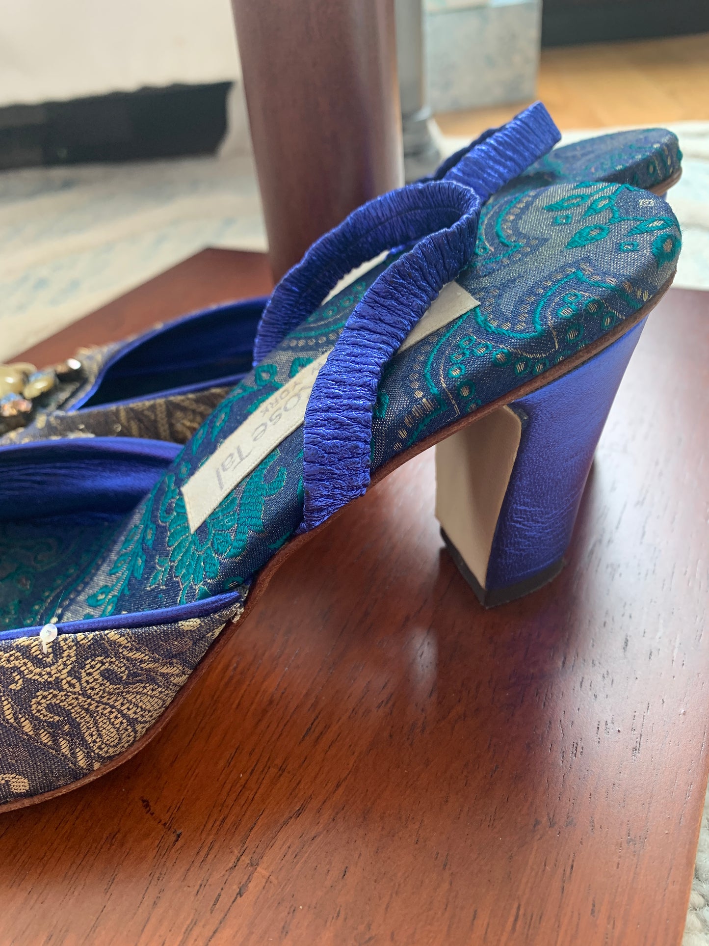 Ladies Olivia Rose Tal Brocade Sparkle Slingback Heels Sz 7