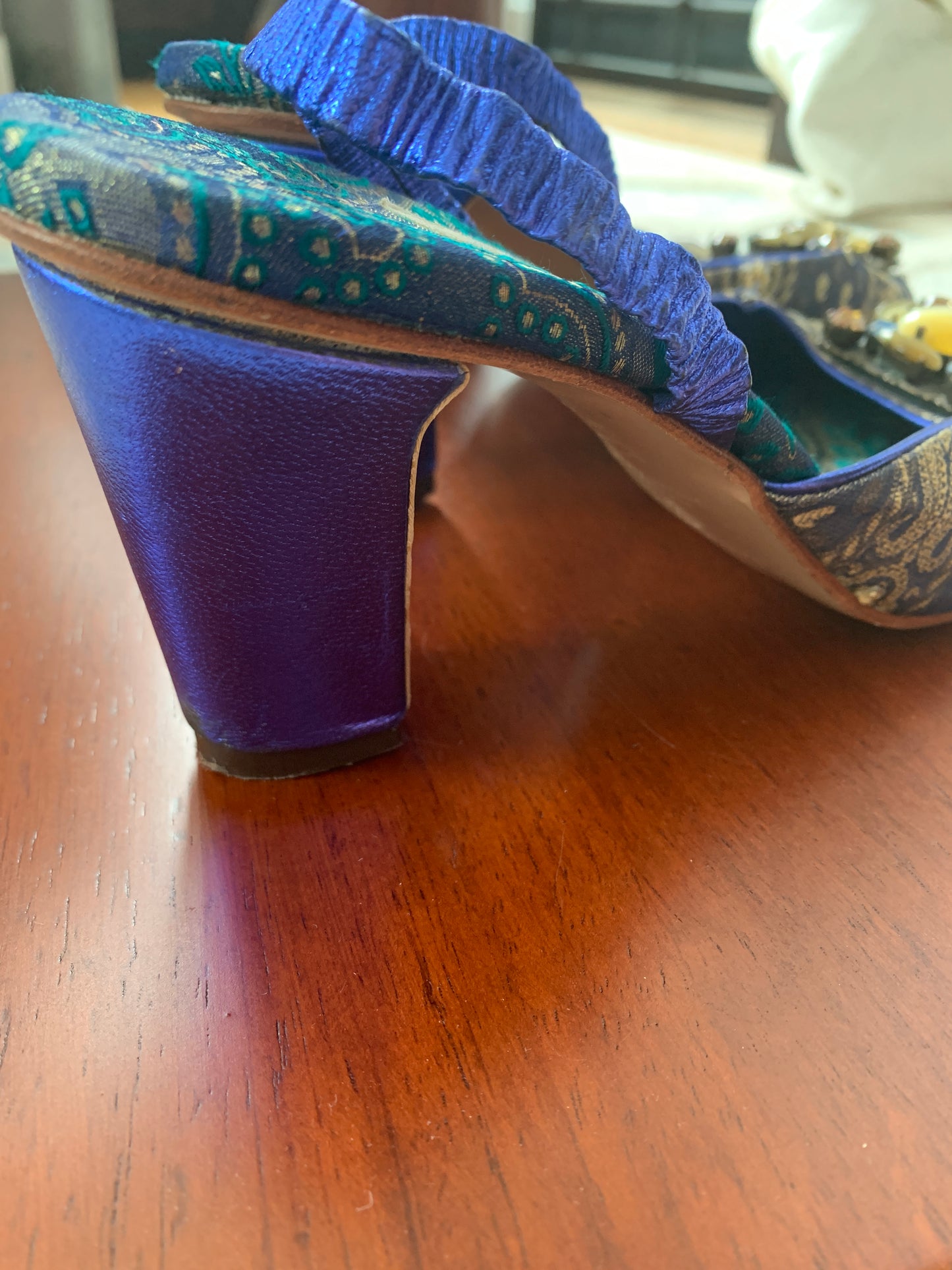 Ladies Olivia Rose Tal Brocade Sparkle Slingback Heels Sz 7