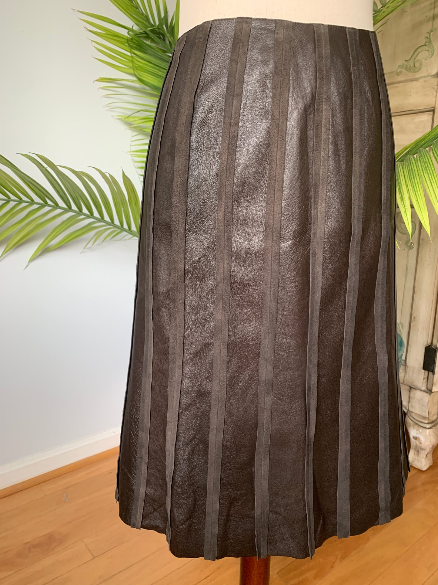 Women's Carlisle Brown Skirt Leather Suede Sz 12