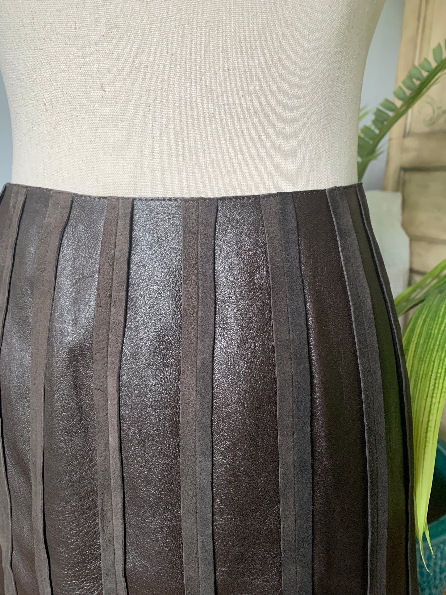 Women's Carlisle Brown Skirt Leather Suede Sz 12
