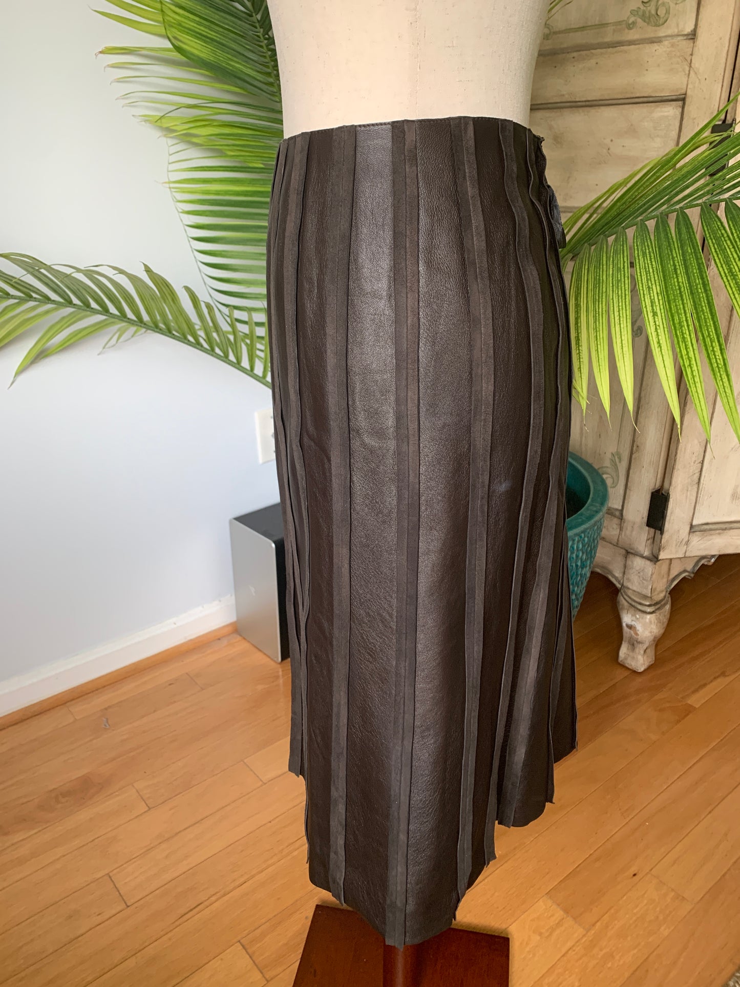 Women's Carlisle Brown Skirt Leather Suede Sz 12
