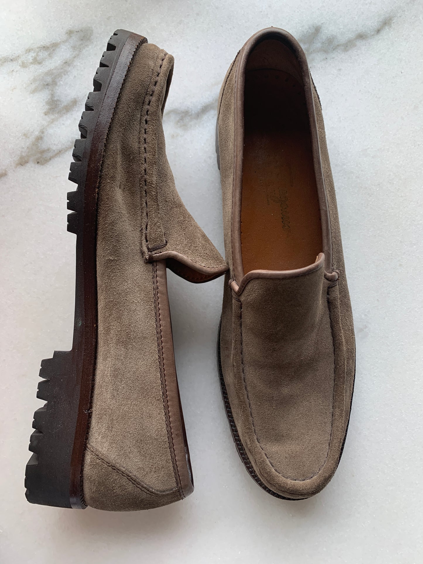 Women's Salvatore Ferragamo Tan Suede Loafers Sz 7