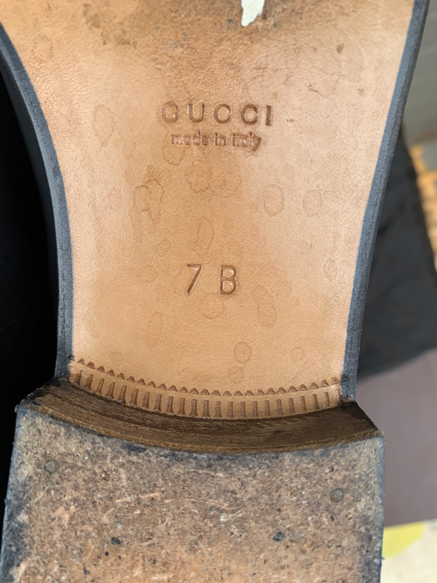 Gucci Black Leather Loafers w/ Silver Horsebit Sz 7