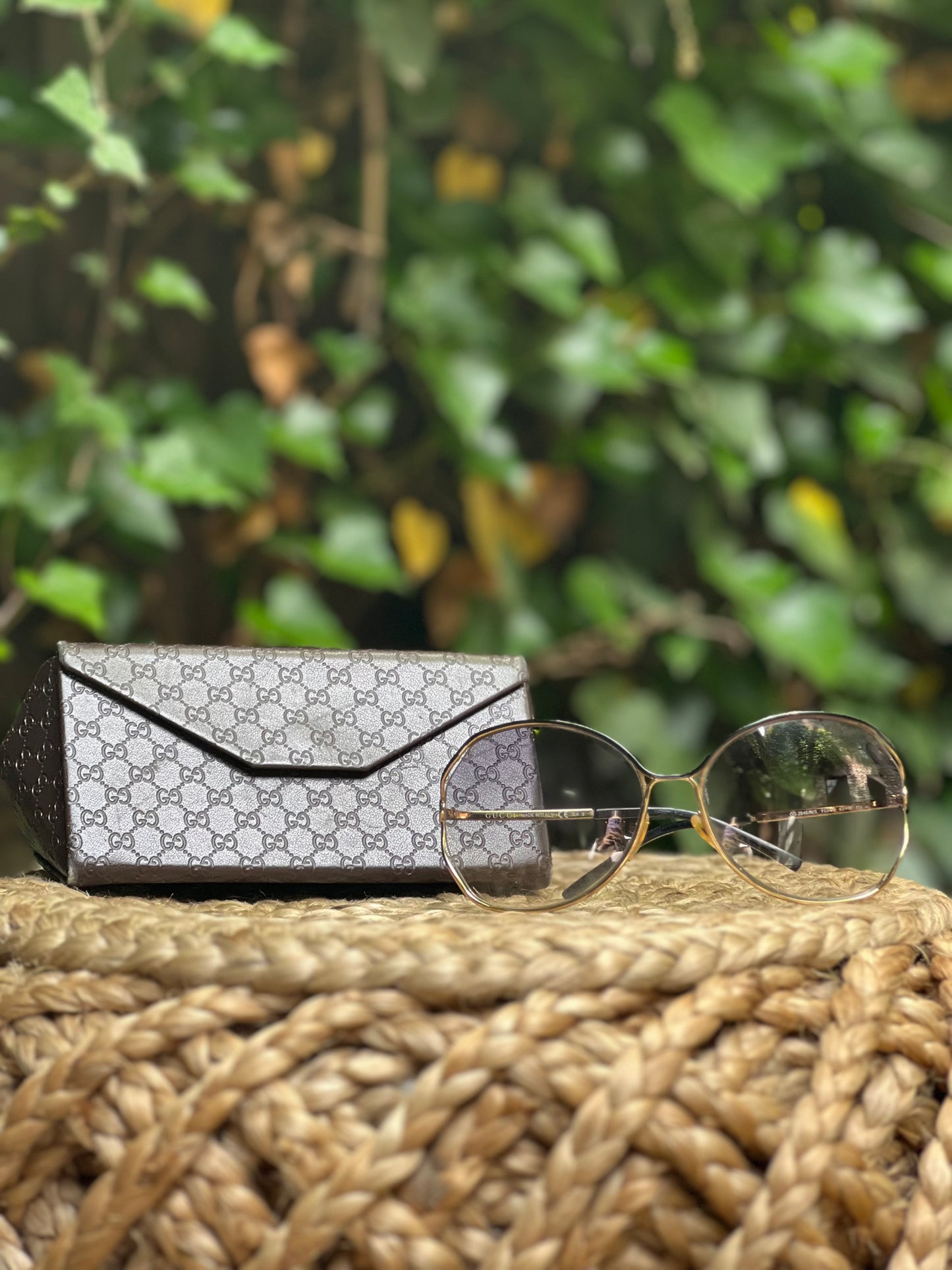 Gucci Round Brown/Gold Sunglasses