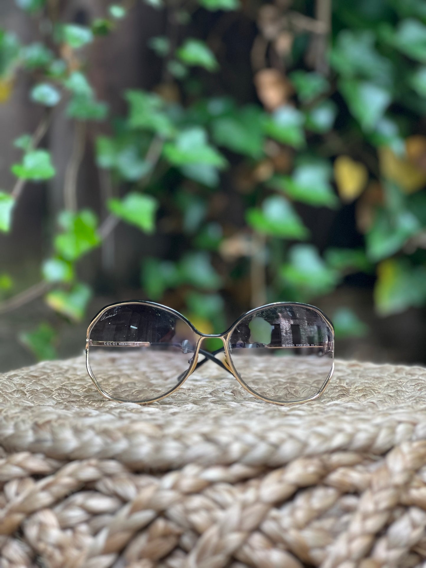 Gucci Round Brown/Gold Sunglasses