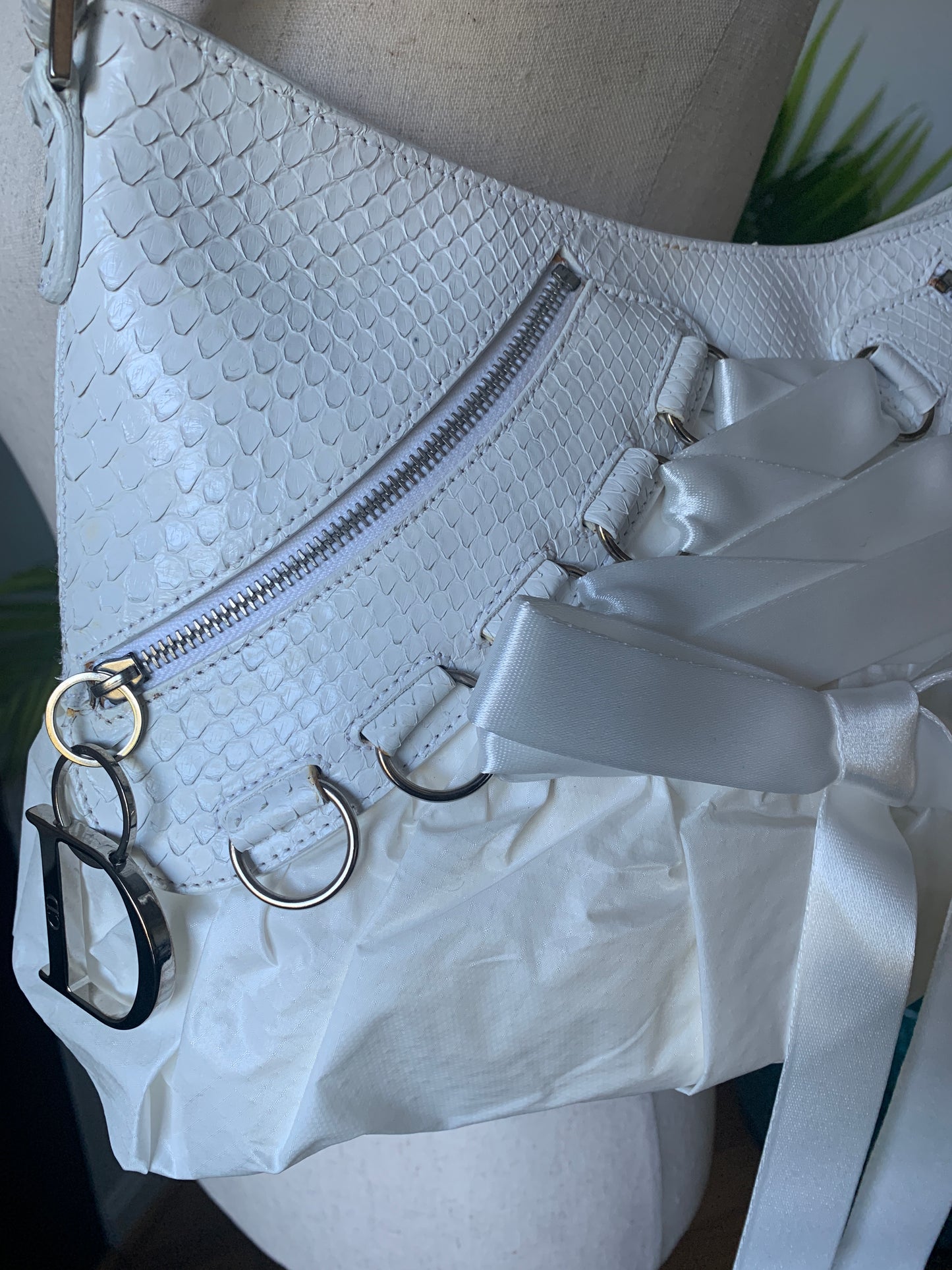 Christian Dior White Leather Ballet Corset Bag Vintage