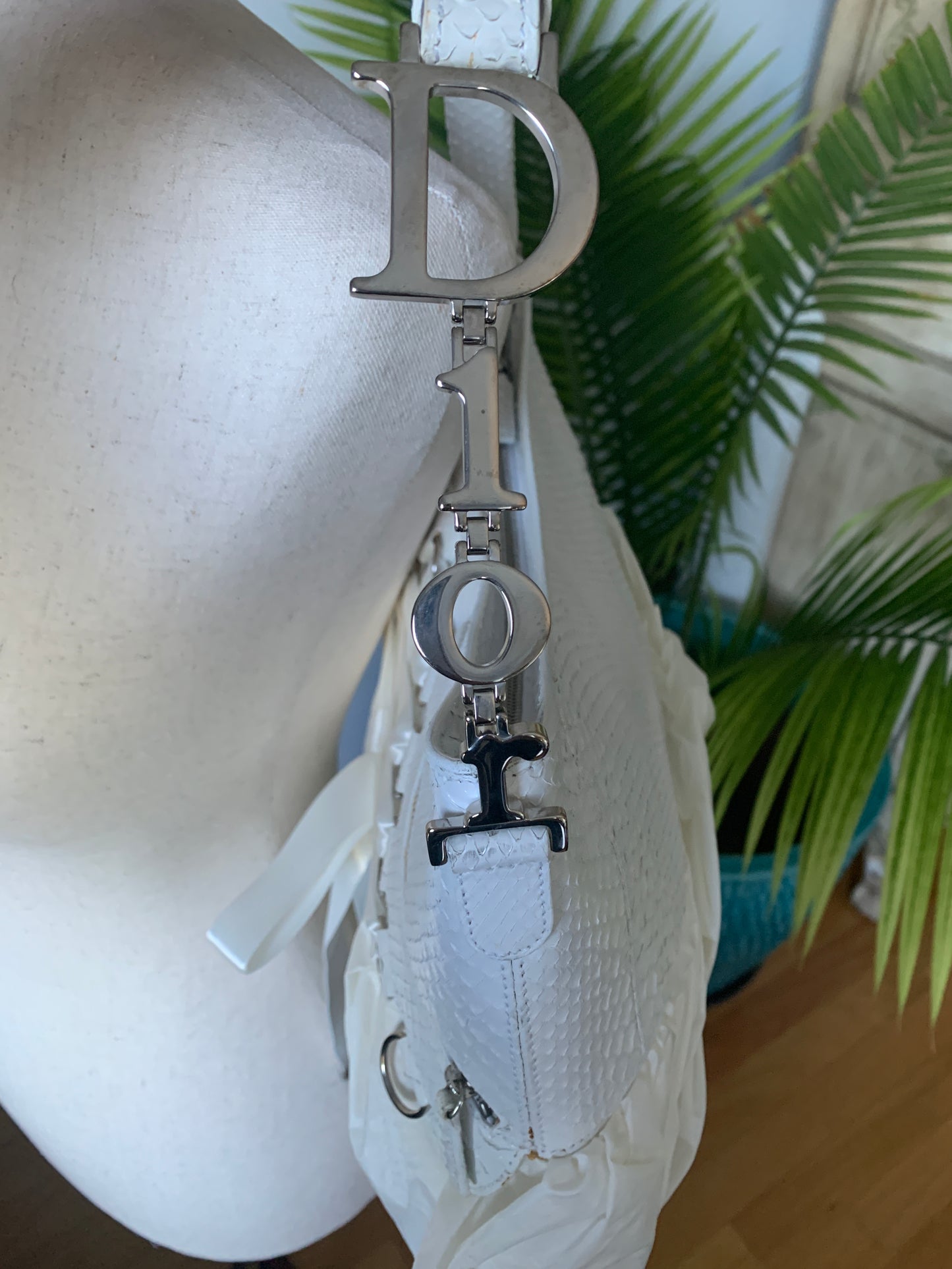 Christian Dior White Leather Ballet Corset Bag Vintage