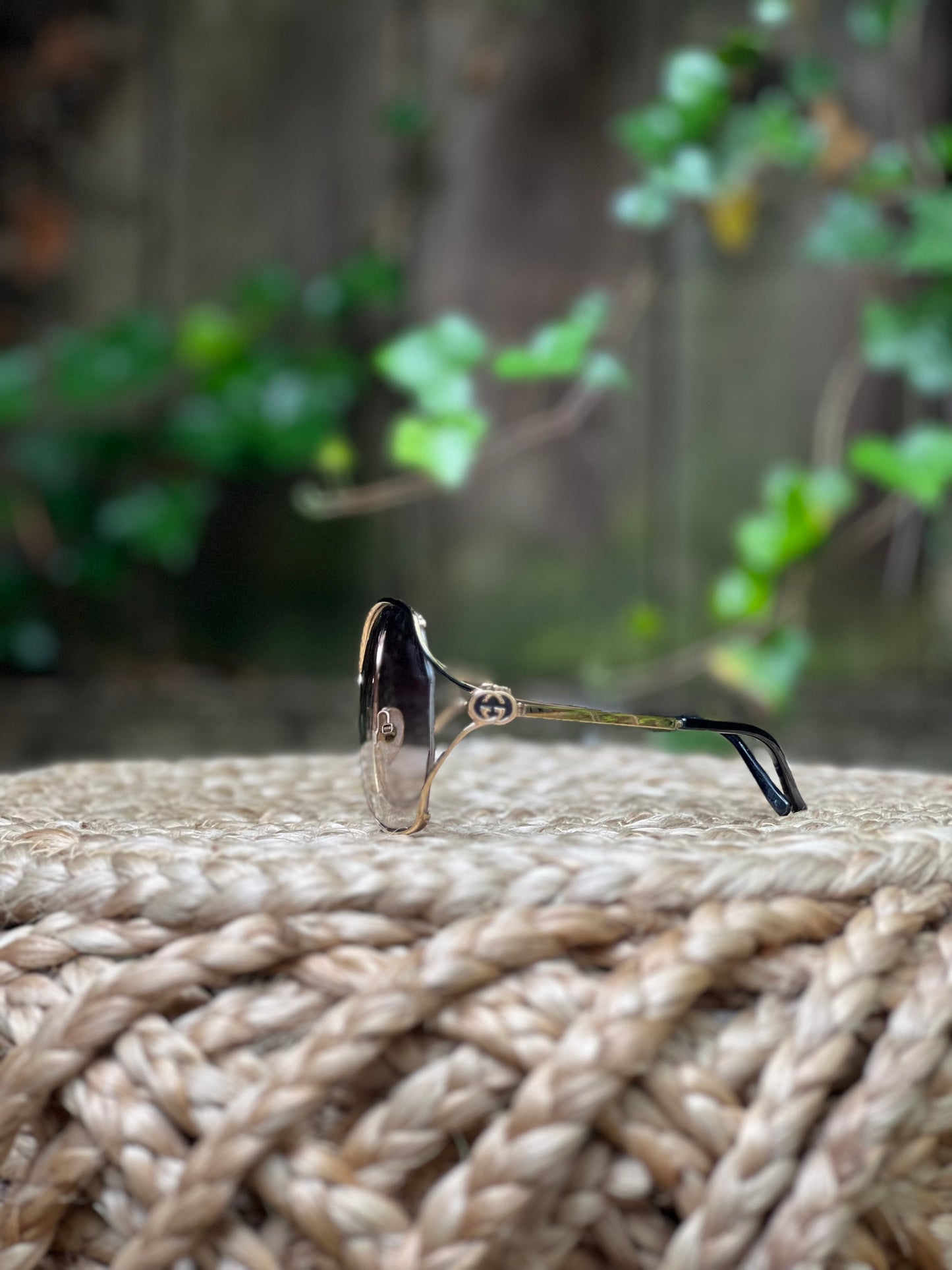 Gucci Round Brown/Gold Sunglasses