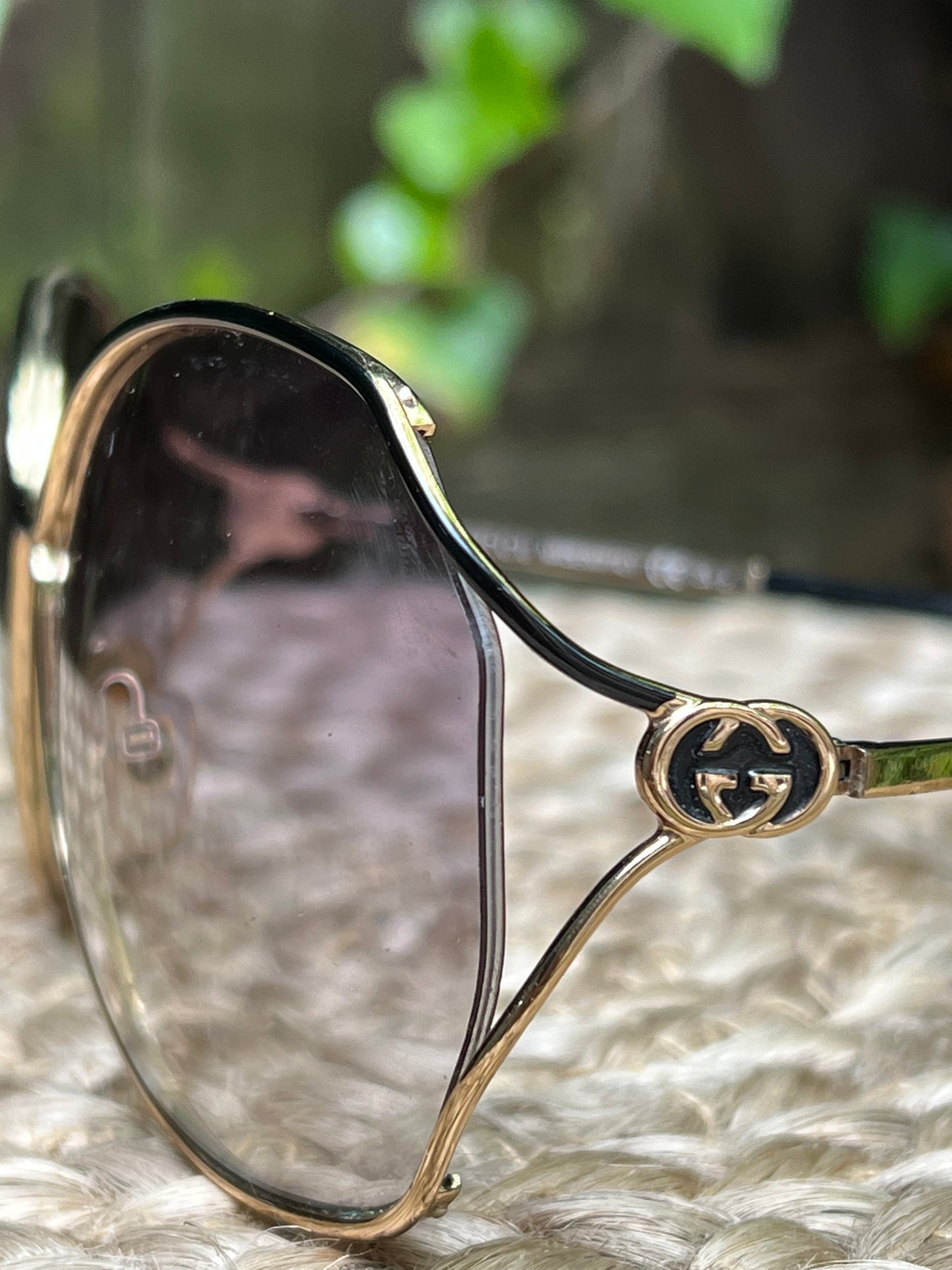 Gucci Round Brown/Gold Sunglasses