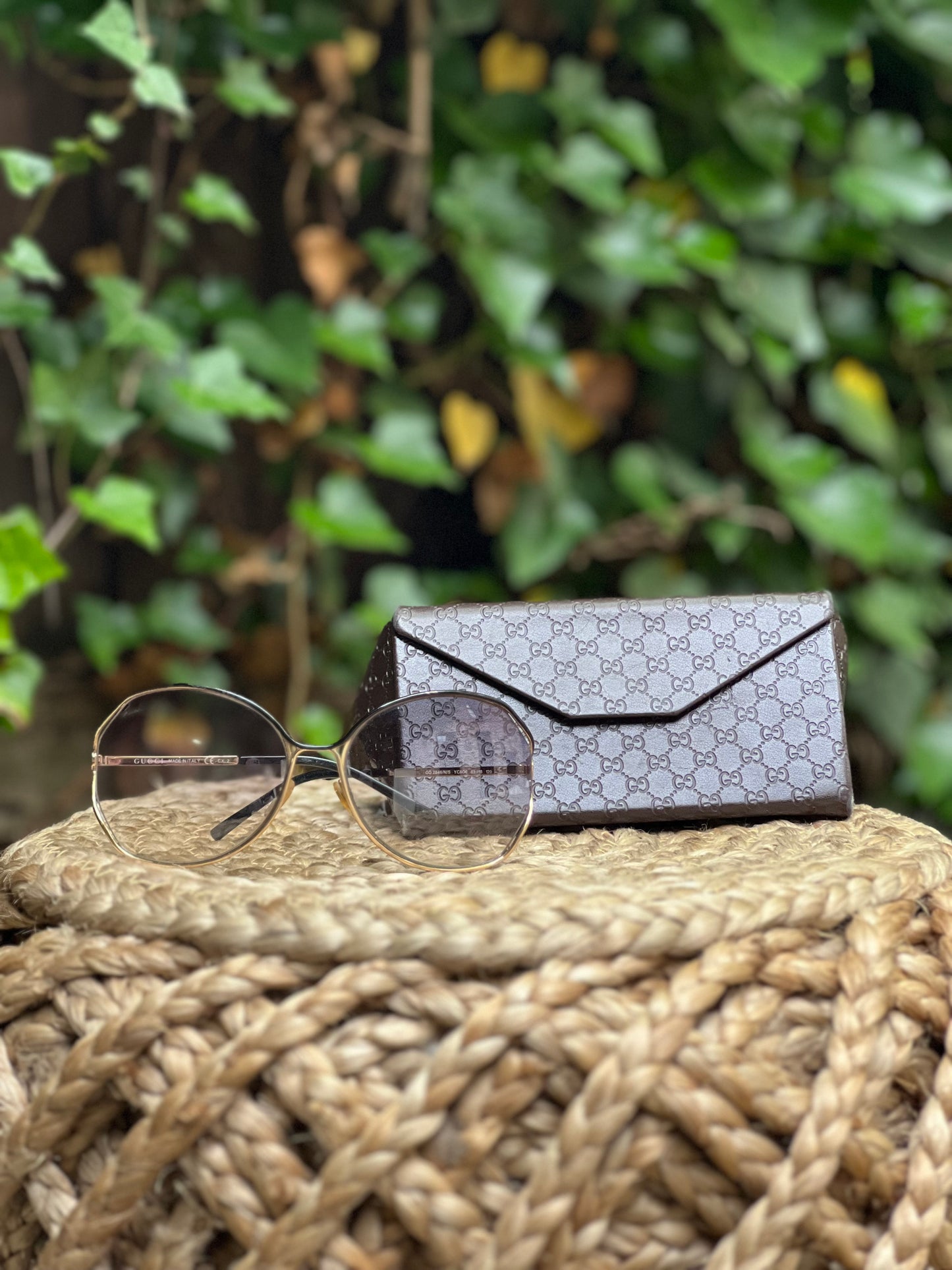 Gucci Round Brown/Gold Sunglasses