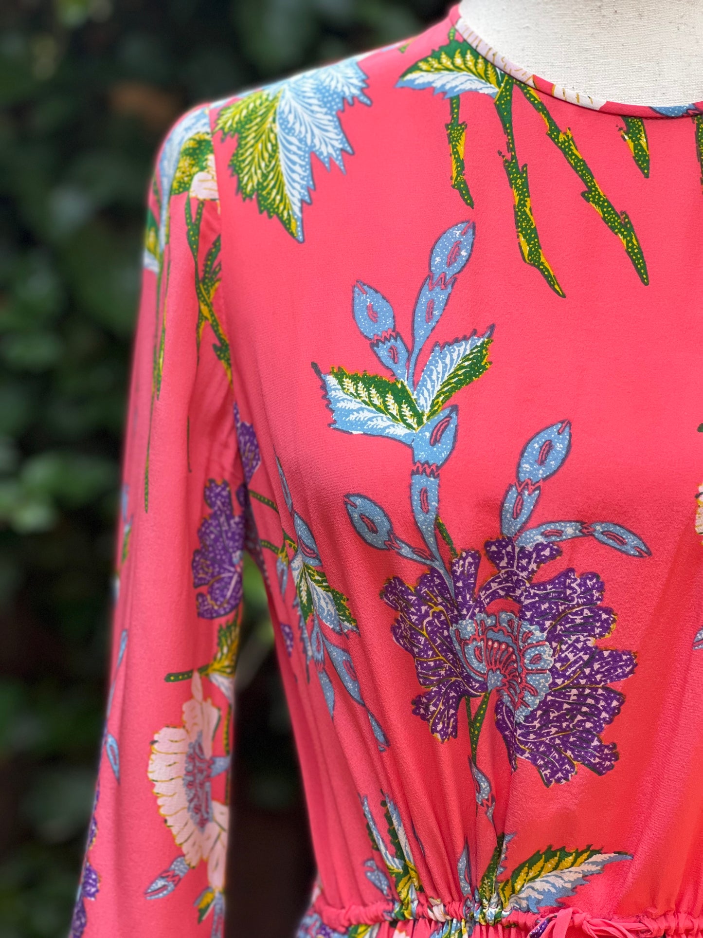 Diane von Furstenberg Coral Long Sleeve Maxi Dress Small
