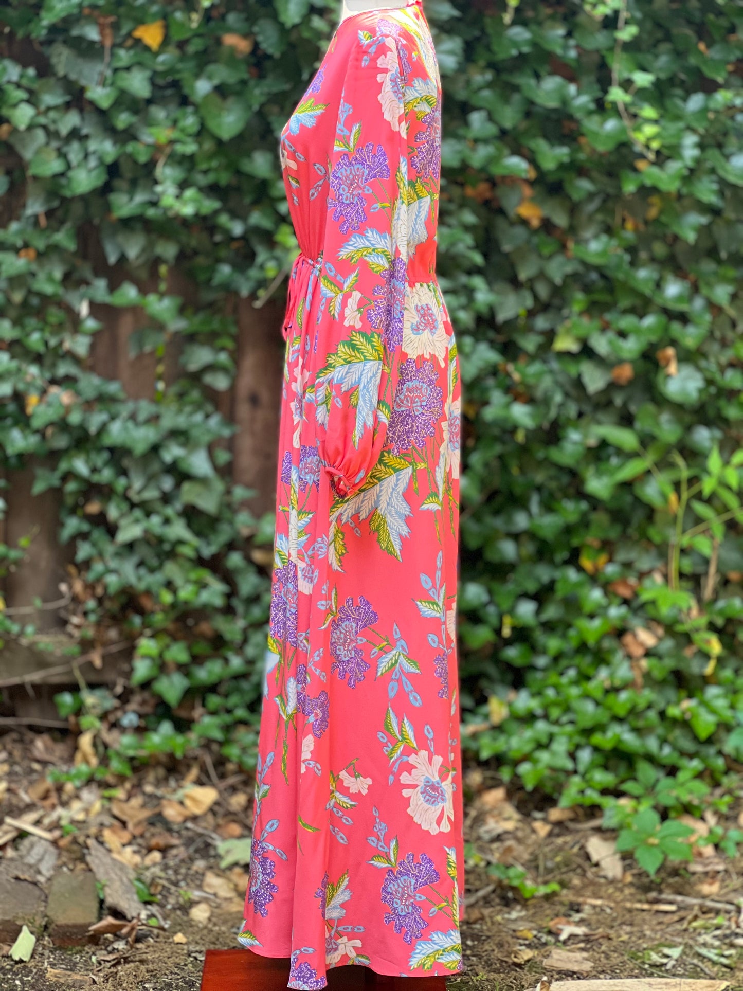 Diane von Furstenberg Coral Long Sleeve Maxi Dress Small