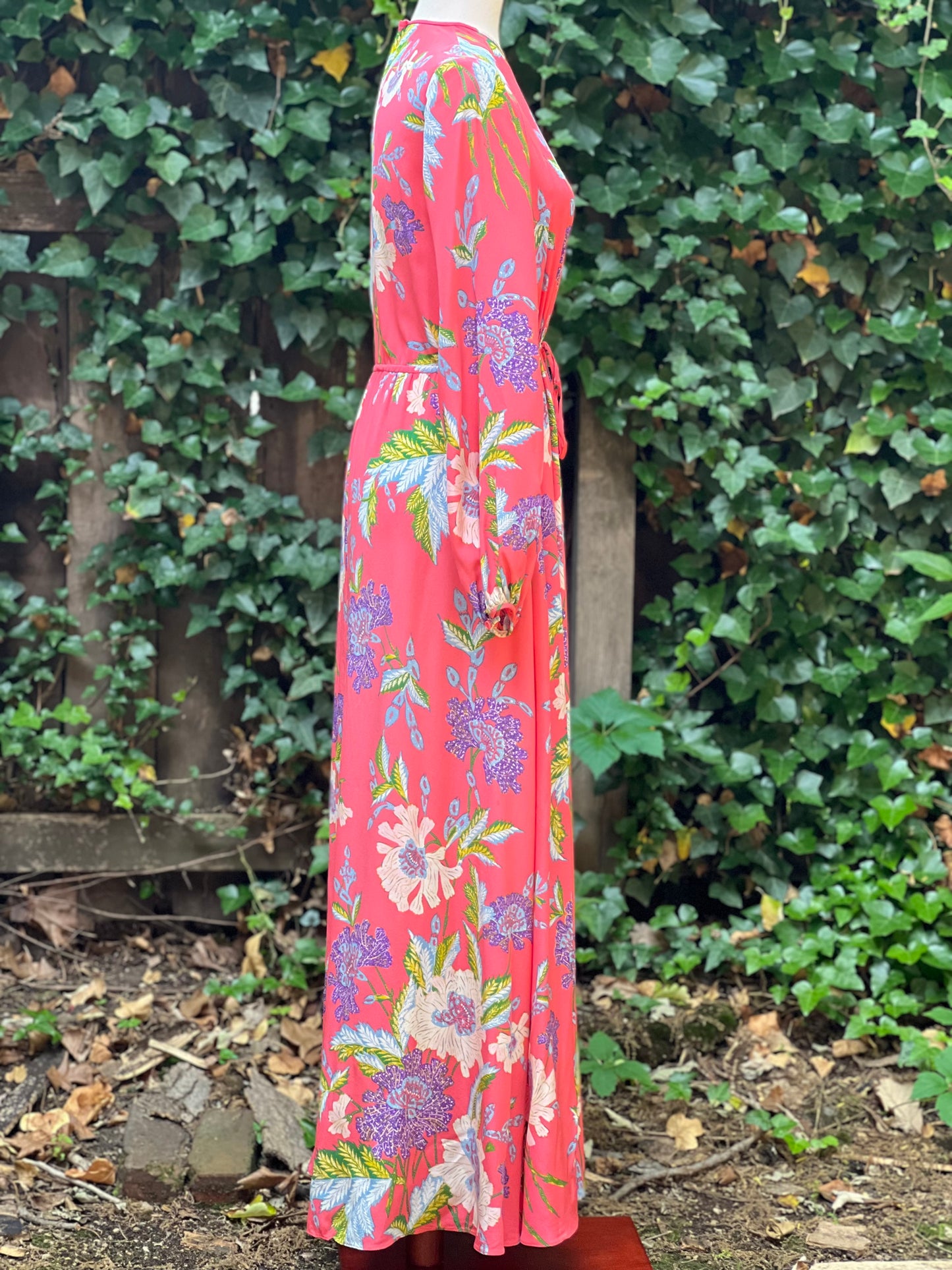 Diane von Furstenberg Coral Long Sleeve Maxi Dress Small