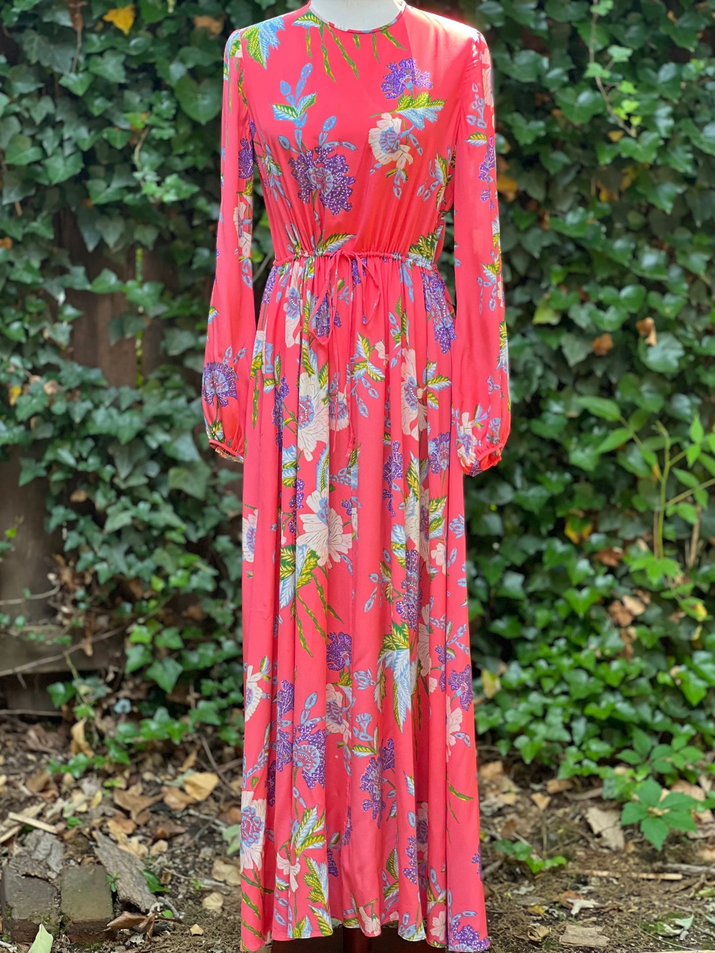 Diane von Furstenberg Coral Long Sleeve Maxi Dress Small