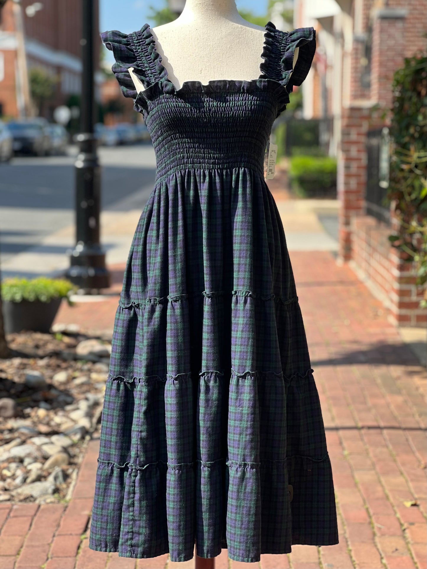 Hill House Ellie Nap Dress in "Navy Tartan" Size S
