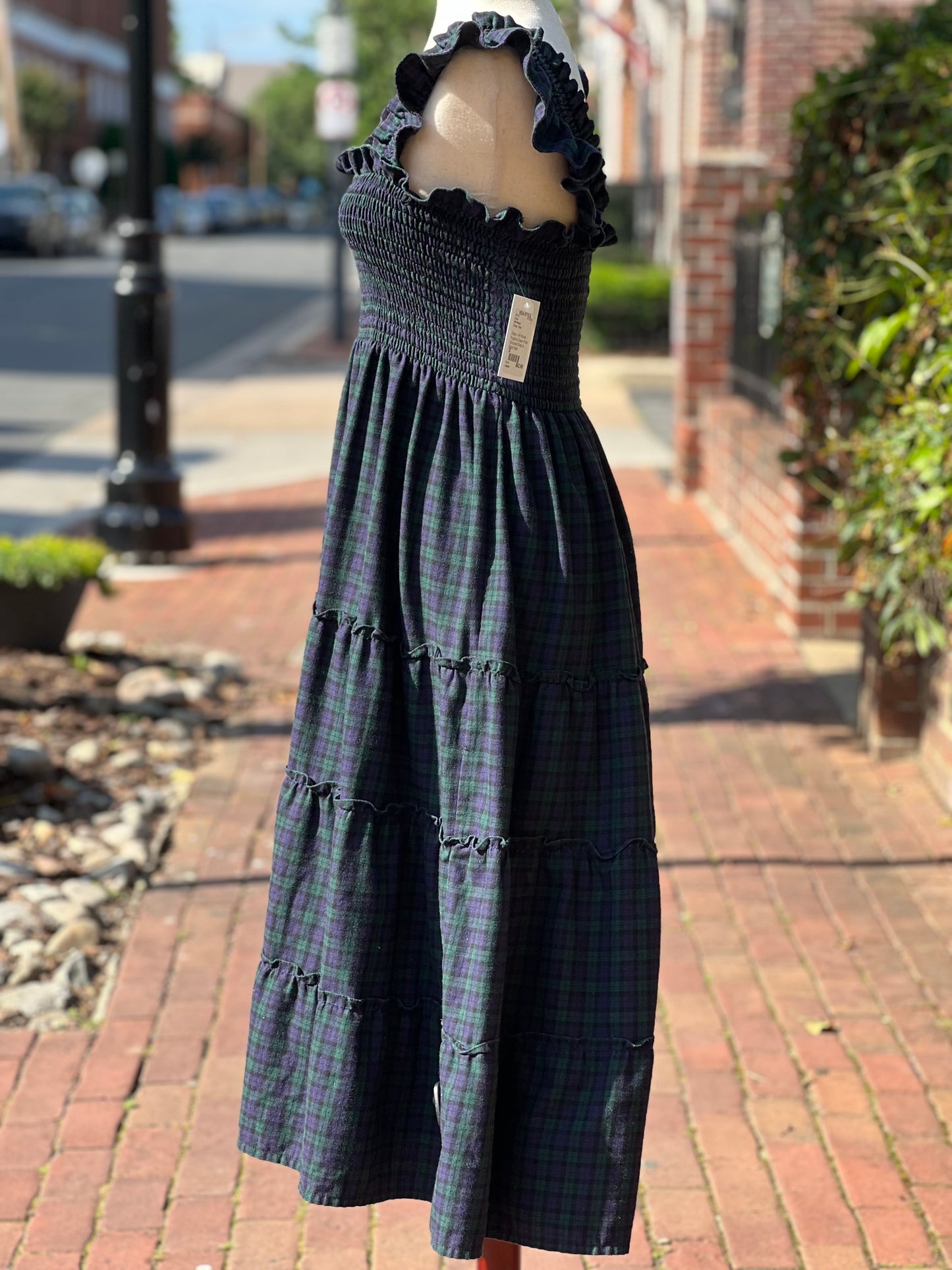 Hill House Ellie Nap Dress in "Navy Tartan" Size S