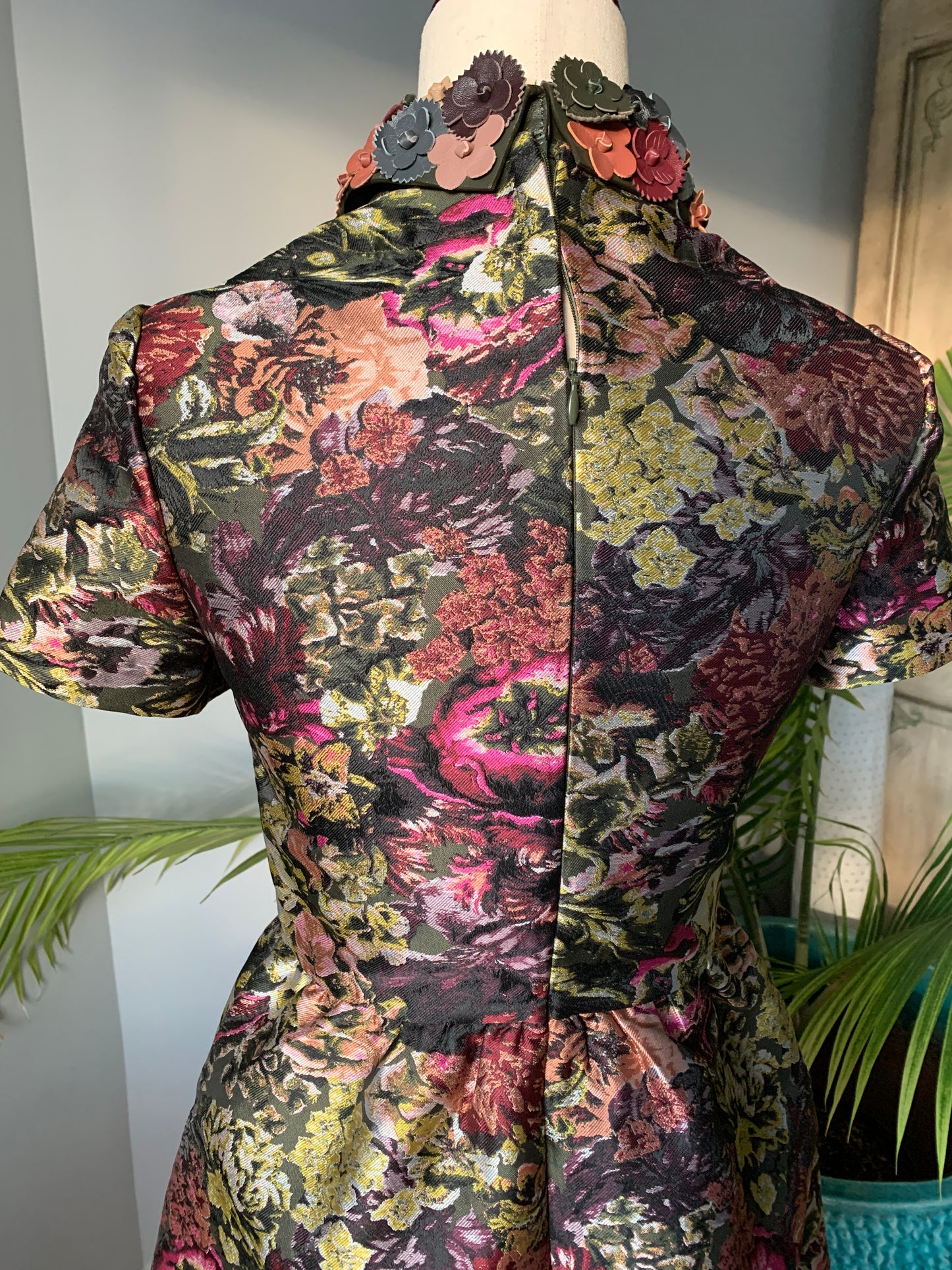 Valentino Cocktail Dress Silk Peter Pan Collar, Sz XS