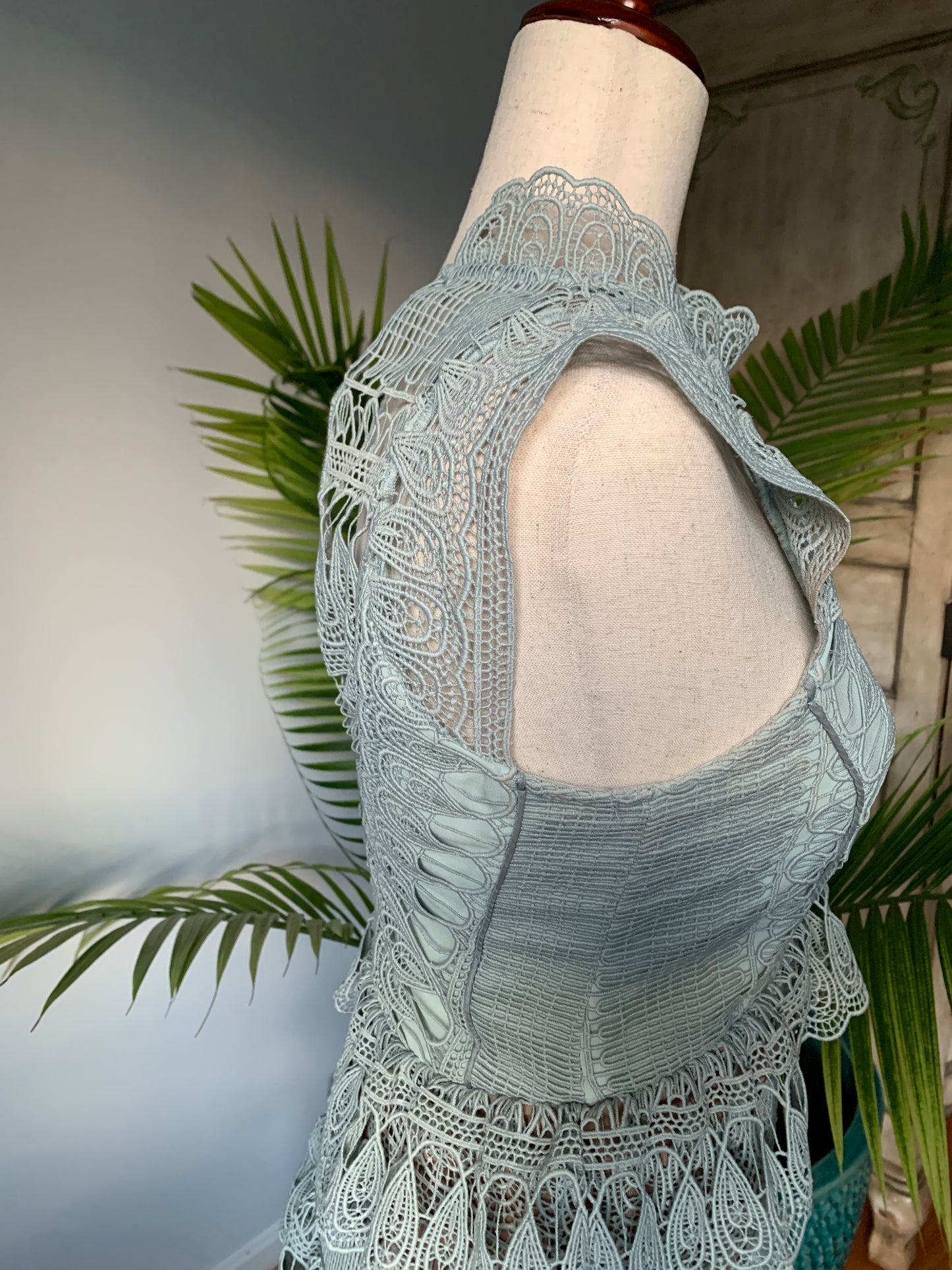 Dress Self-Portrait Blue Lace Mini, Sz 4