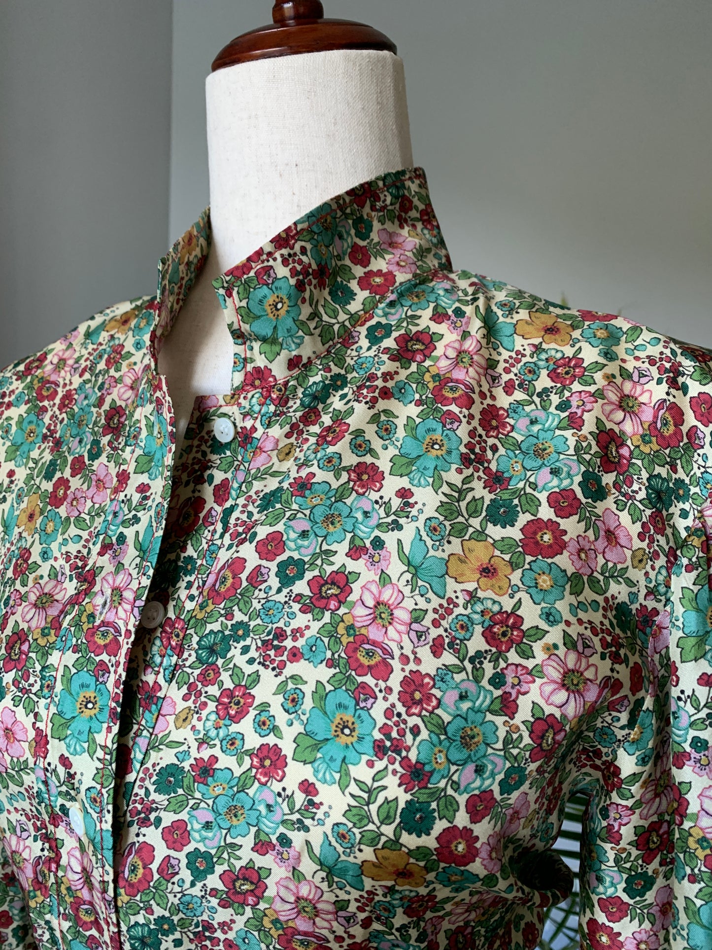 Sandro Paris Floral Print Silk Blouse Celery Green, Sz S