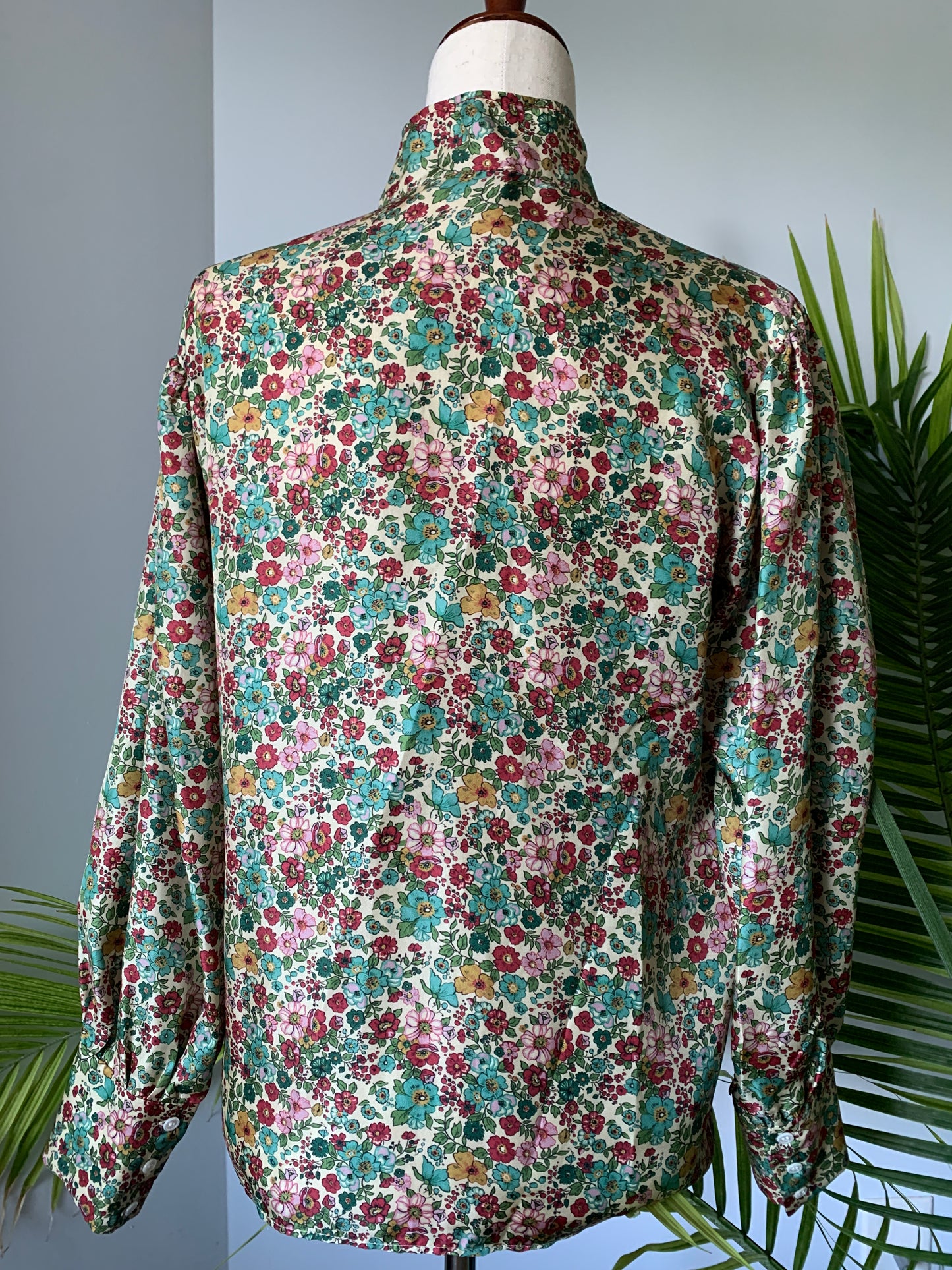 Sandro Paris Floral Print Silk Blouse Celery Green, Sz S