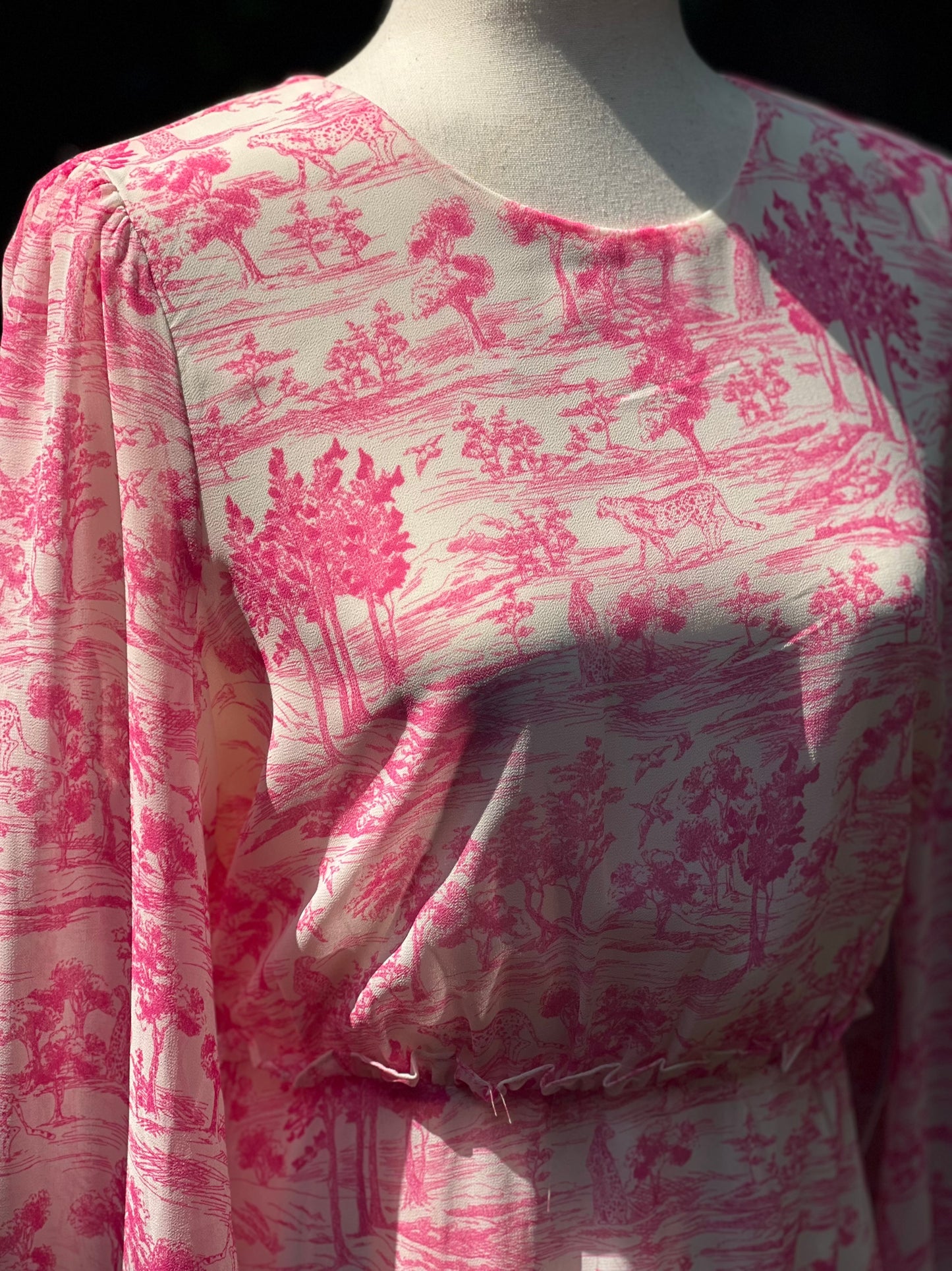 Aqua Toile Printed Ruffled Mini Dress Size L