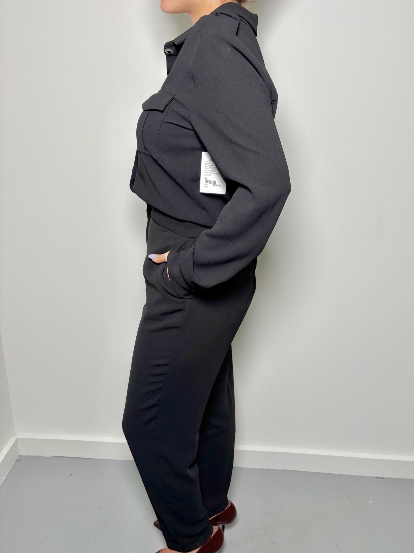 Women Size 40 The Kooples Black Solid Polyester Jumpsuit