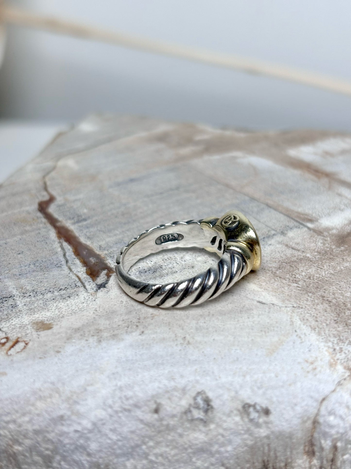 David Yurman Amethyst 14K Gold, Silver Noblesse Sz 7 Ring
