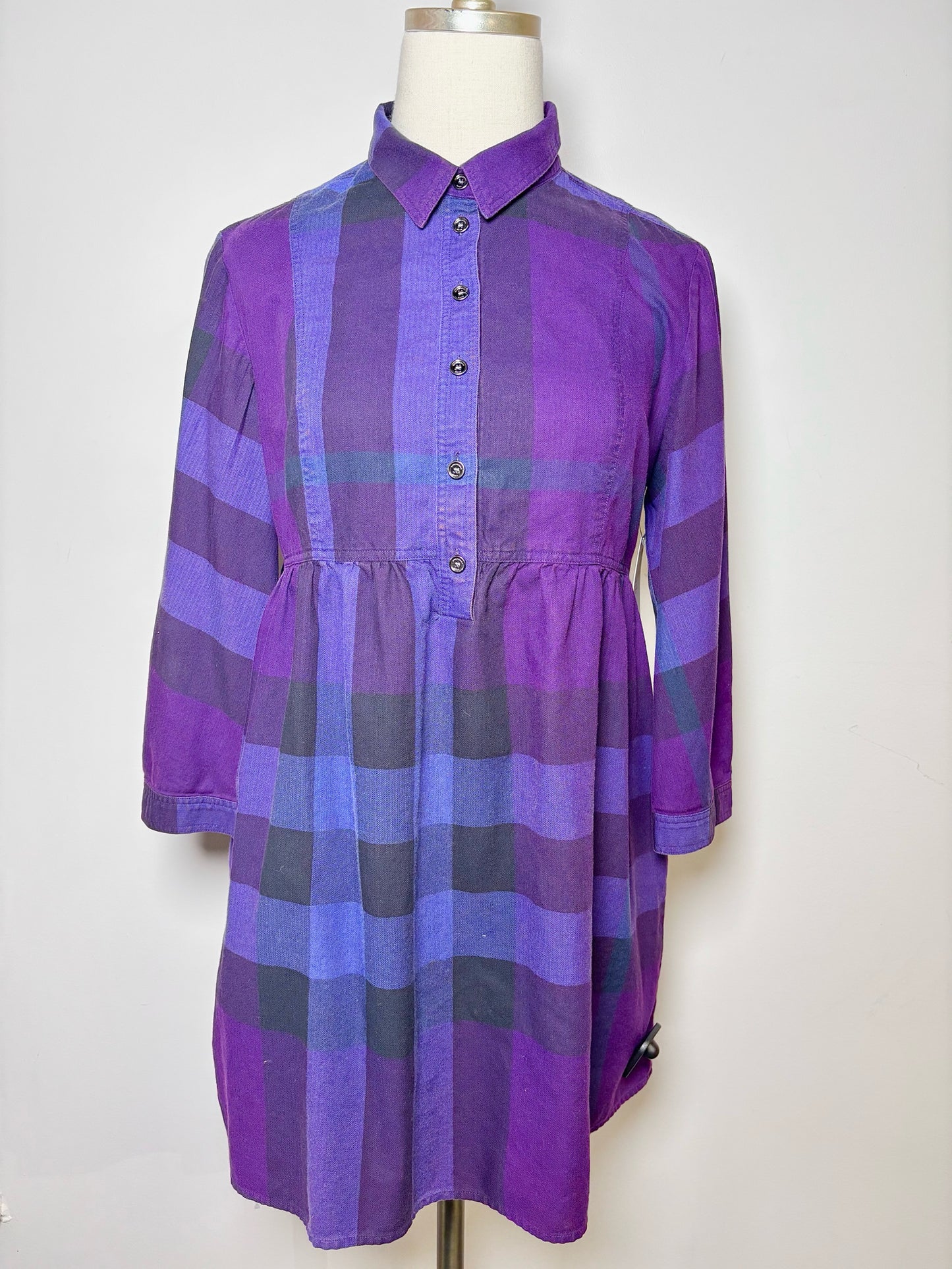 Women Size S Burberry Brit Purple, navy, black Plaid Dress