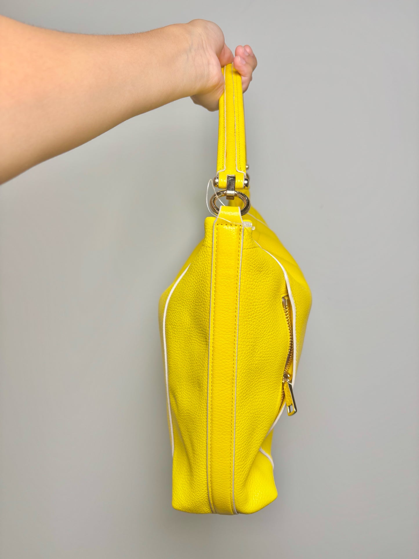 Coach Leather Yellow Pebble Grain Leather Scout Hobo Bag