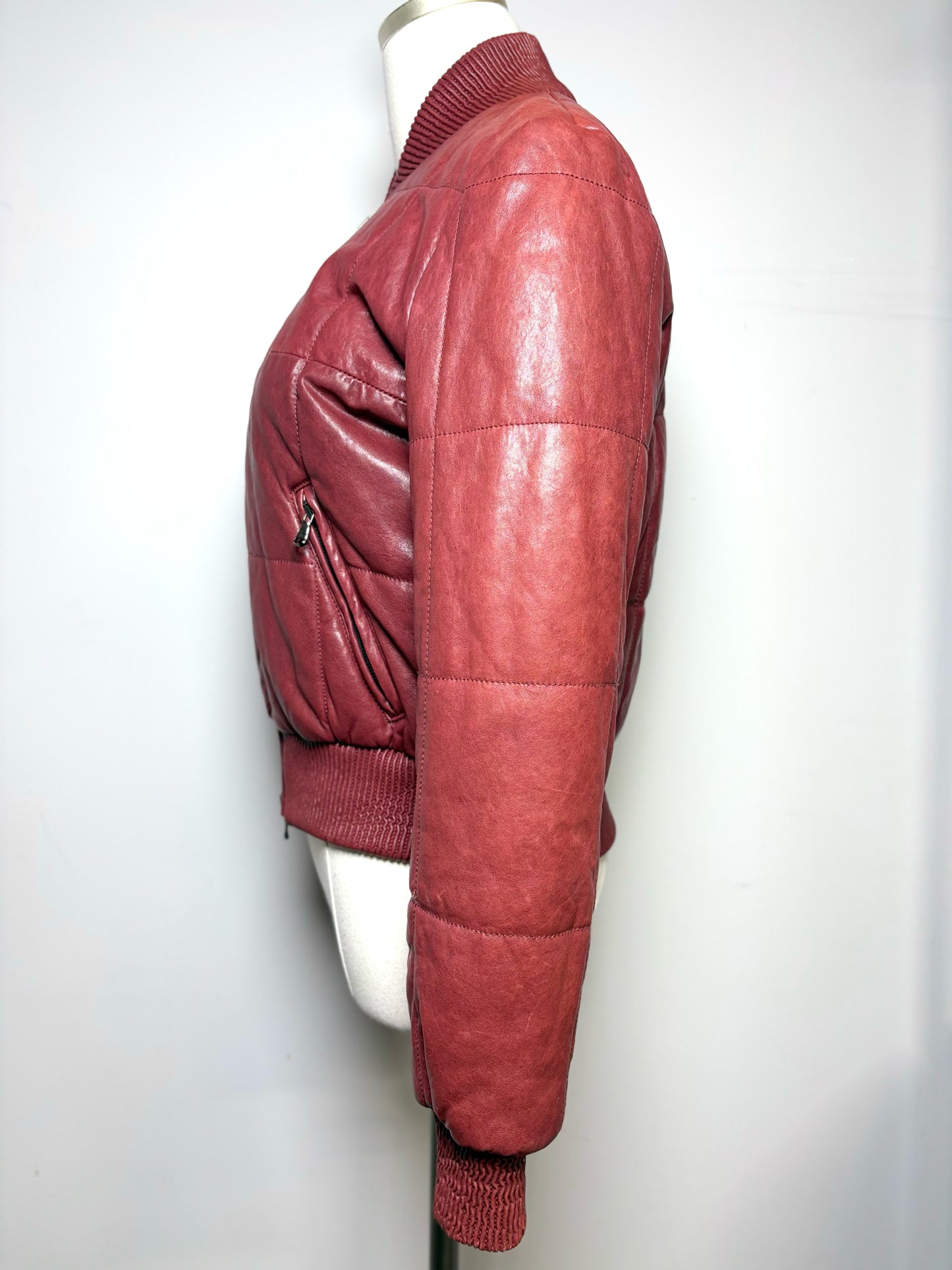 Women Size XS Veronica Beard Bordeaux Quilted Lambskin Malin Jacket